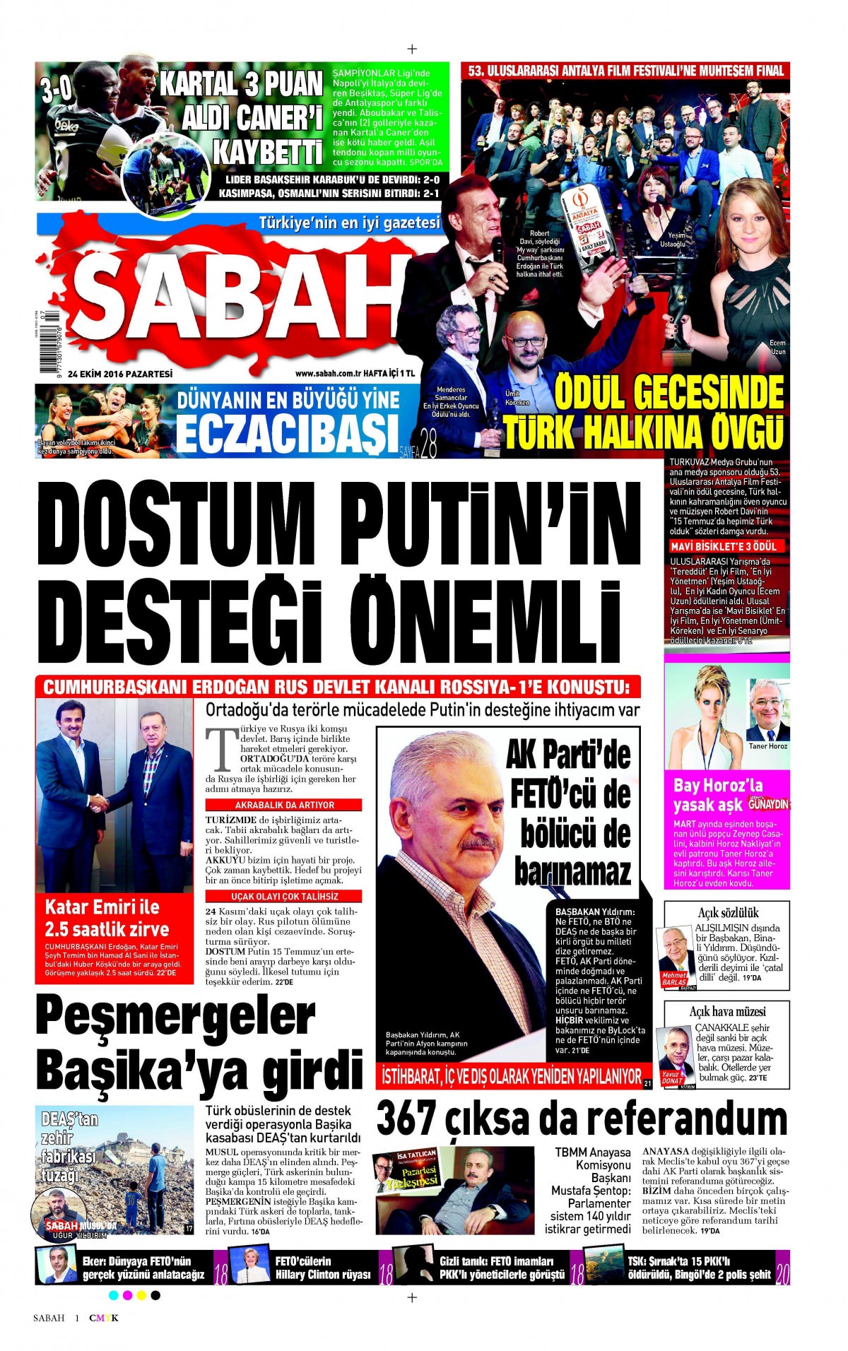 24 Ekim 2016 gazete manşetleri - 868