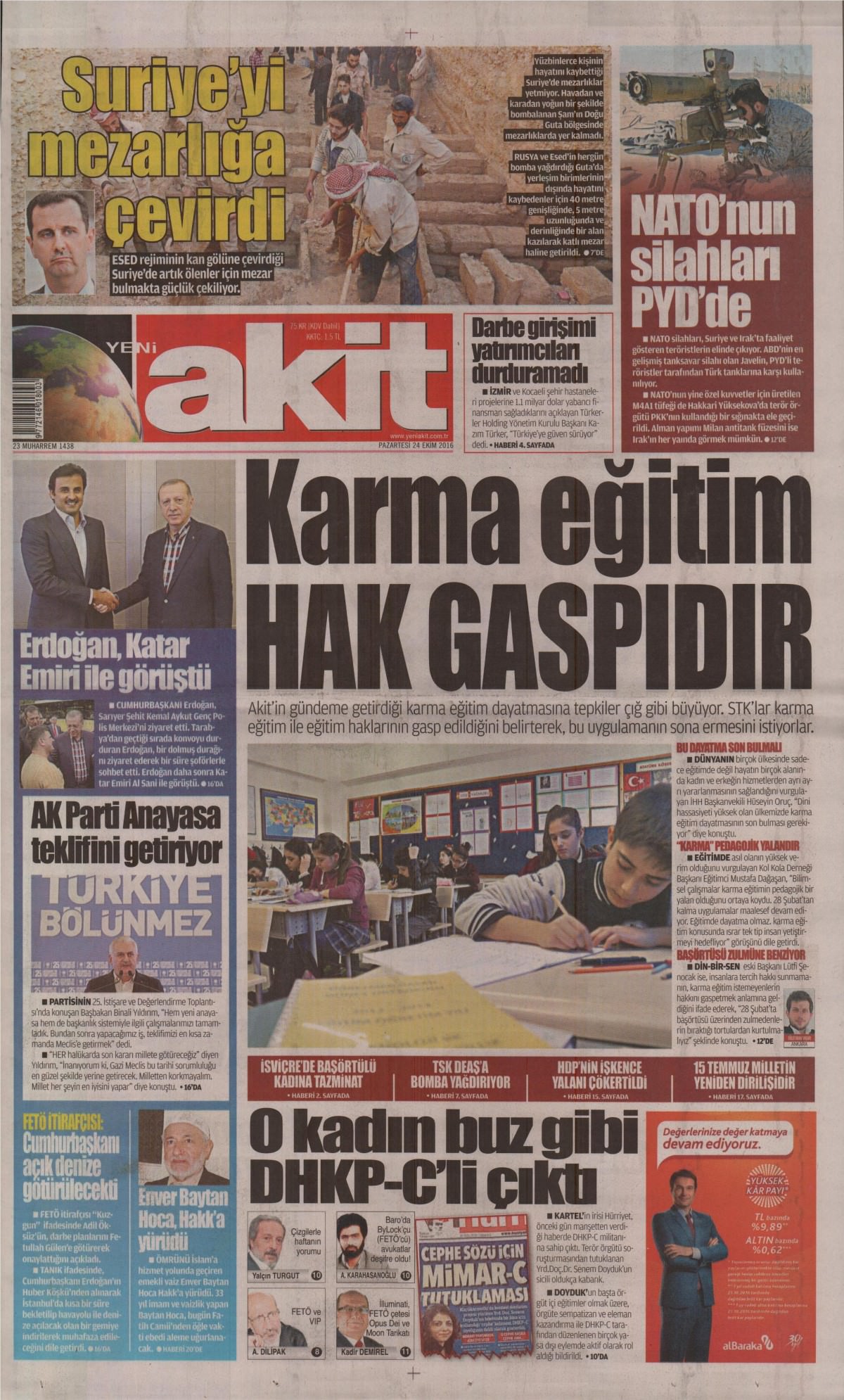 24 Ekim 2016 gazete manşetleri - 720