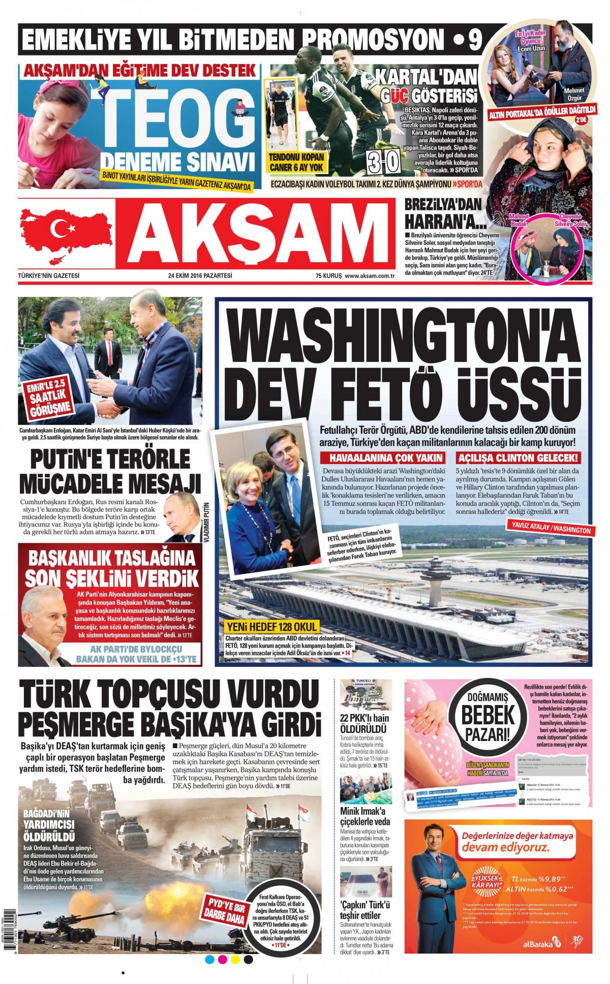 24 Ekim 2016 gazete manşetleri - 556