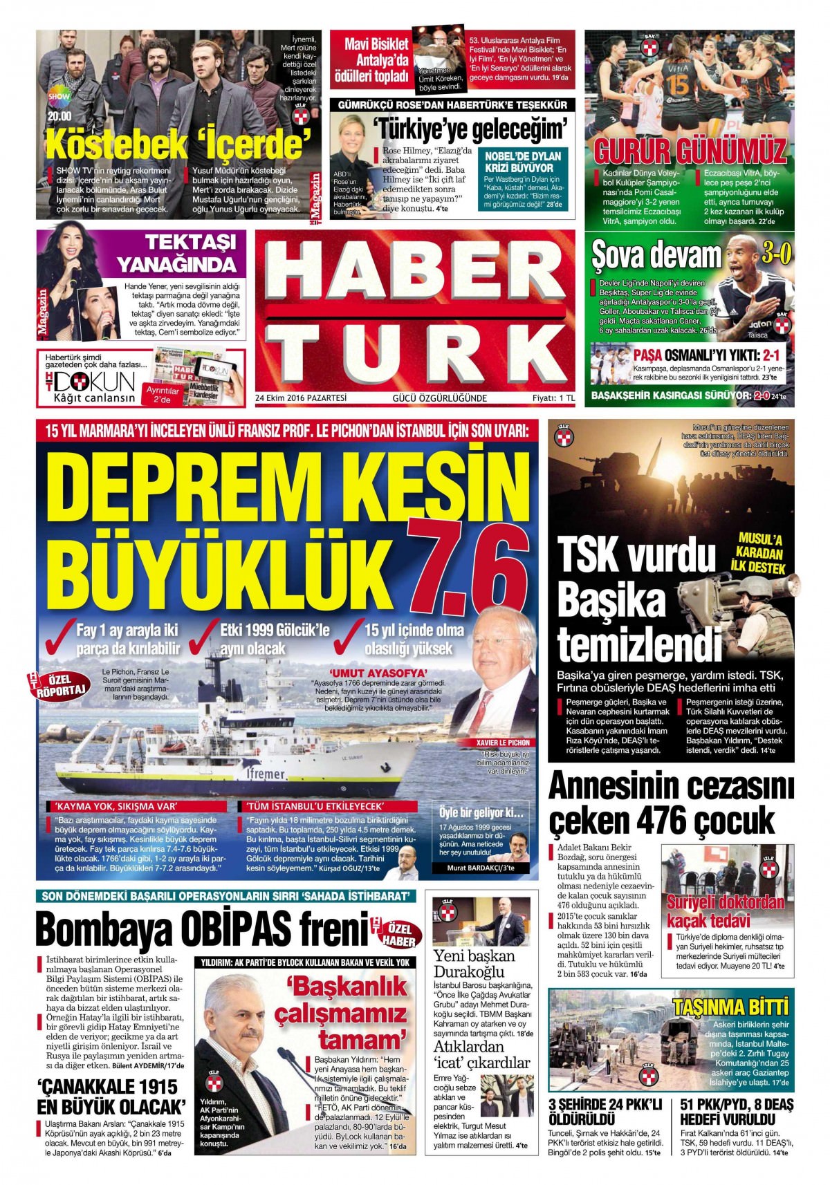 24 Ekim 2016 gazete manşetleri - 543