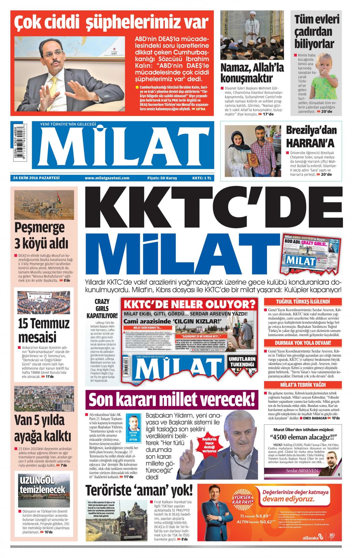 24 Ekim 2016 gazete manşetleri - 584