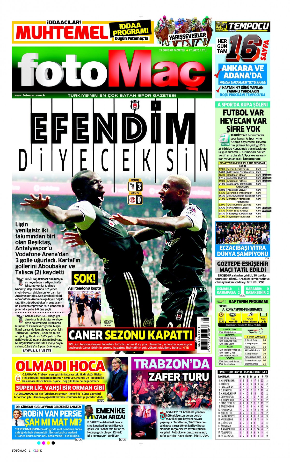24 Ekim 2016 gazete manşetleri - 769