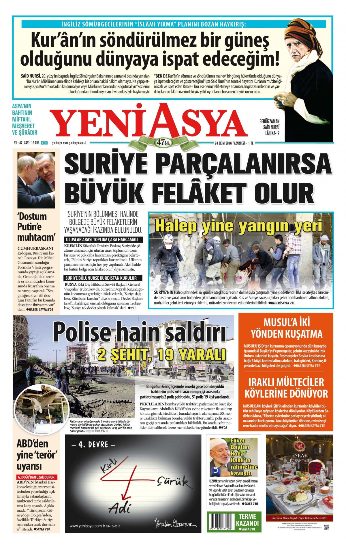 24 Ekim 2016 gazete manşetleri - 577