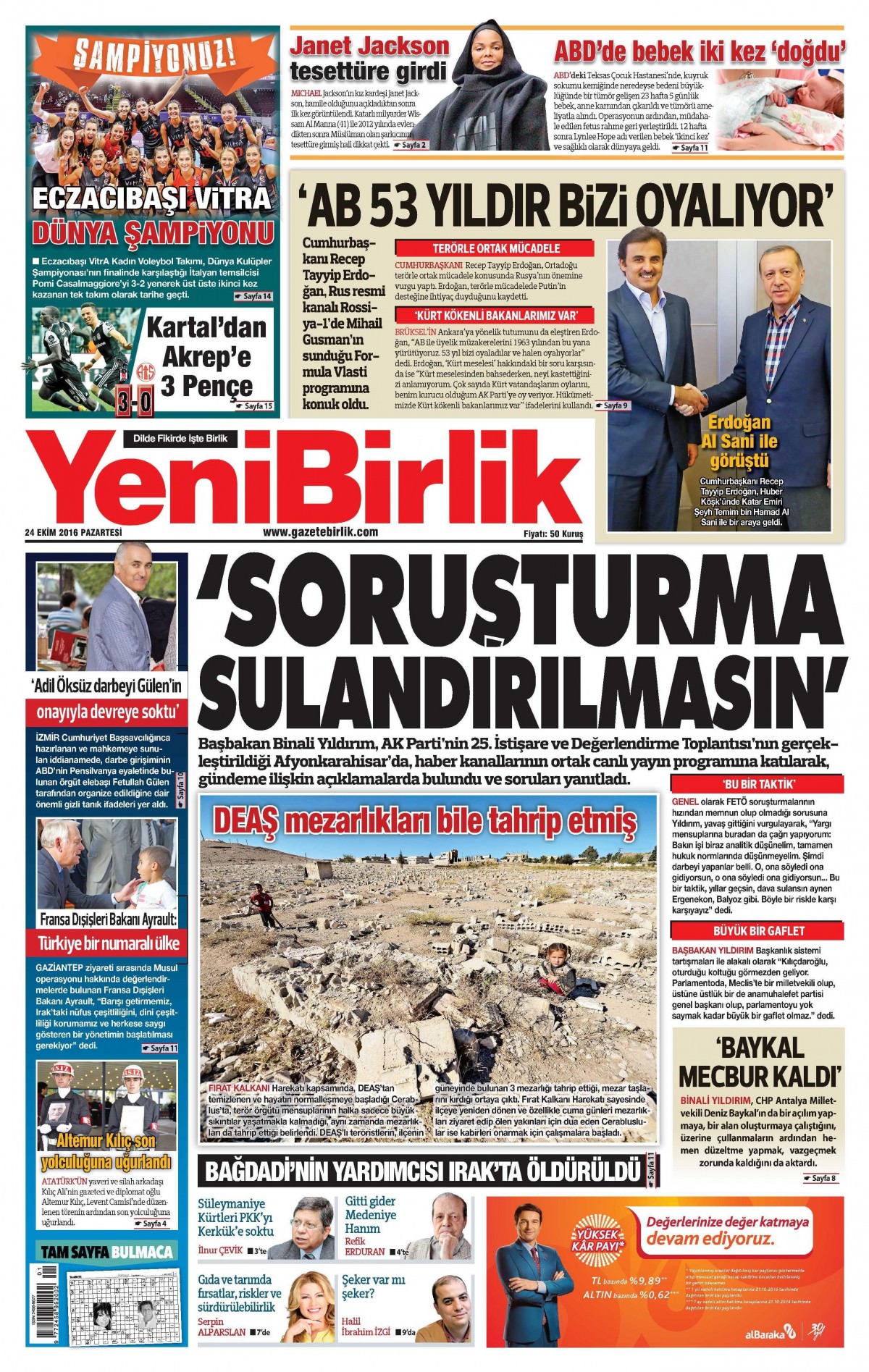 24 Ekim 2016 gazete manşetleri - 745