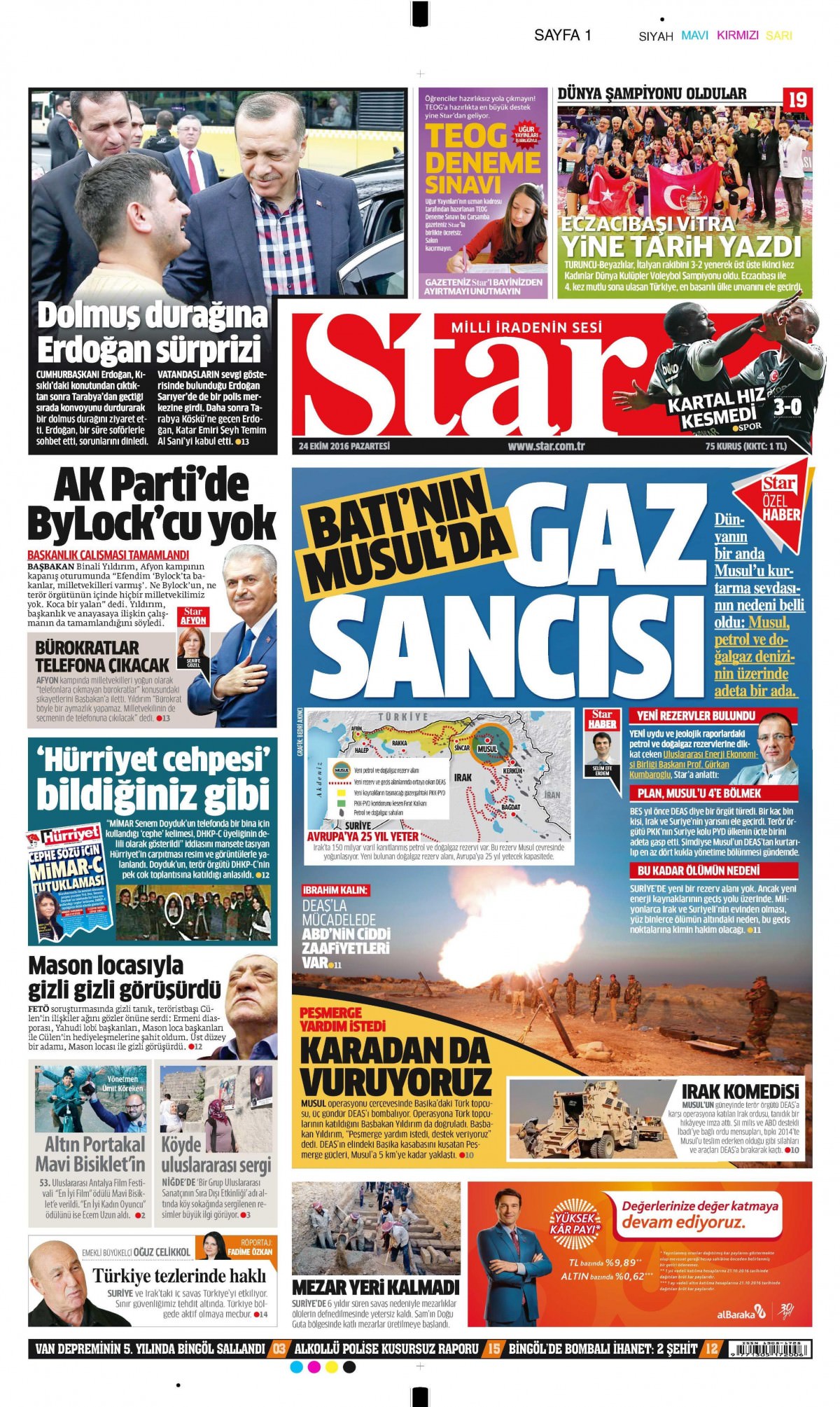 24 Ekim 2016 gazete manşetleri - 899