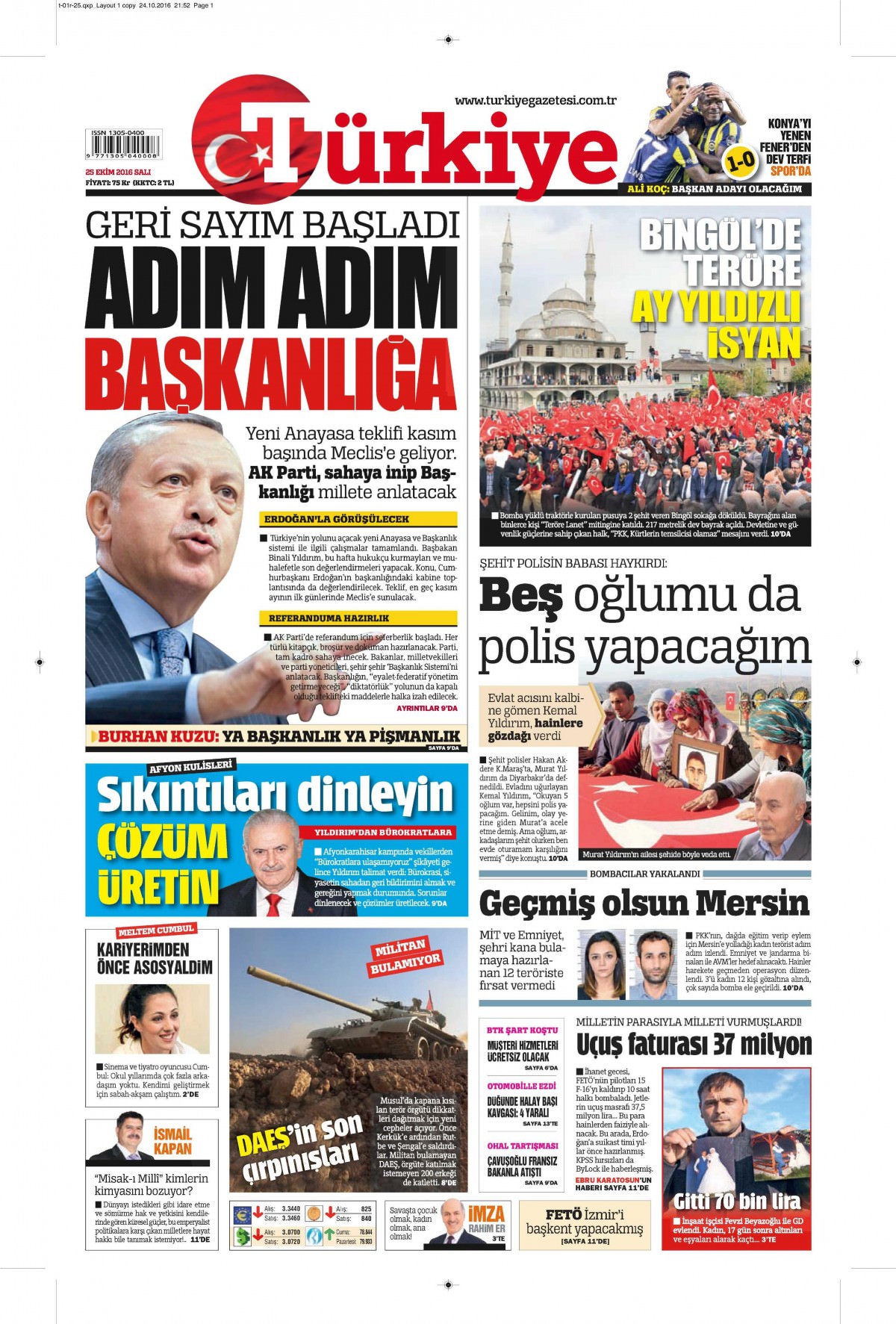 25 Ekim 2016 gazete manşetleri - 725