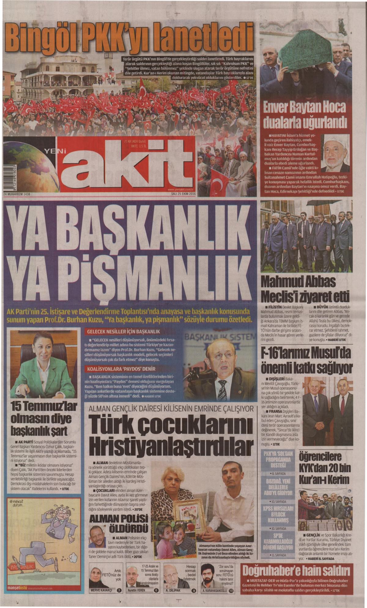 25 Ekim 2016 gazete manşetleri - 775