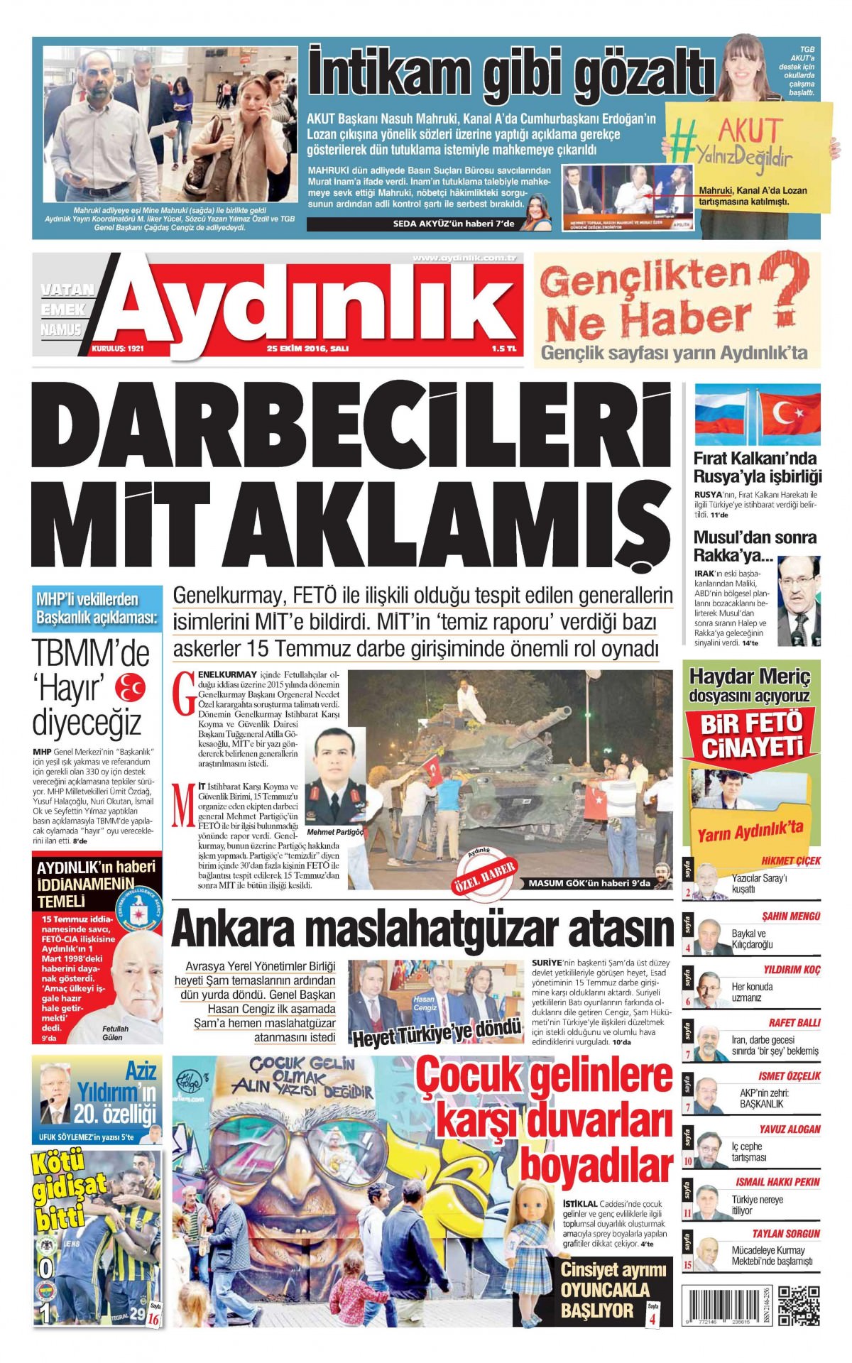 25 Ekim 2016 gazete manşetleri - 914