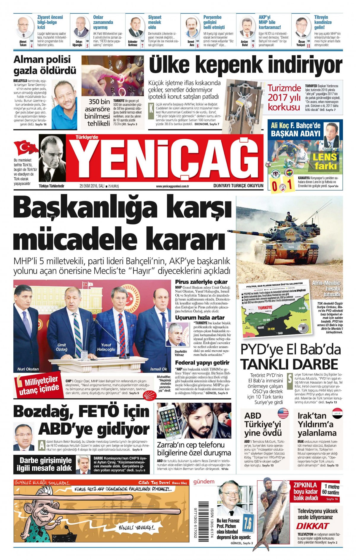 25 Ekim 2016 gazete manşetleri - 947