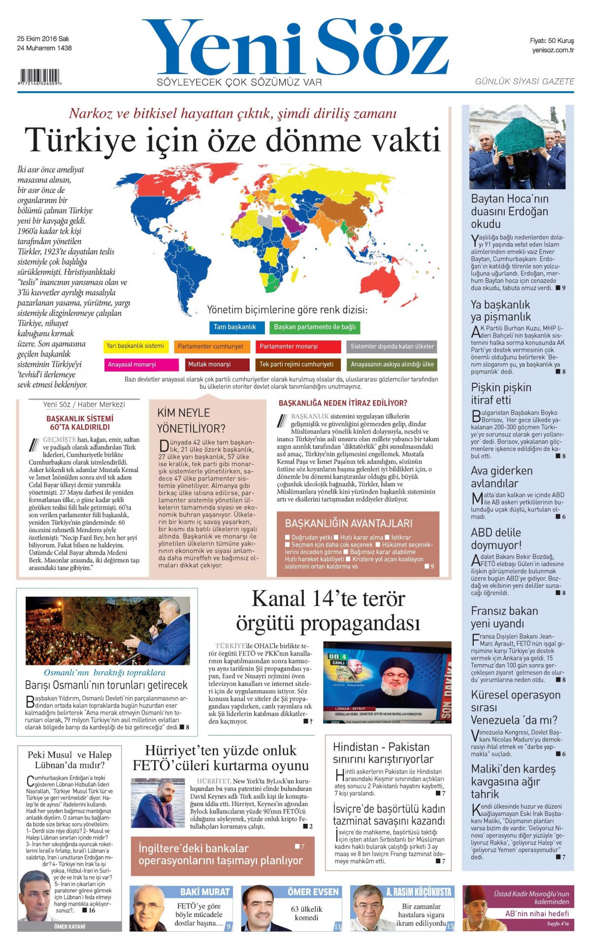 25 Ekim 2016 gazete manşetleri - 931