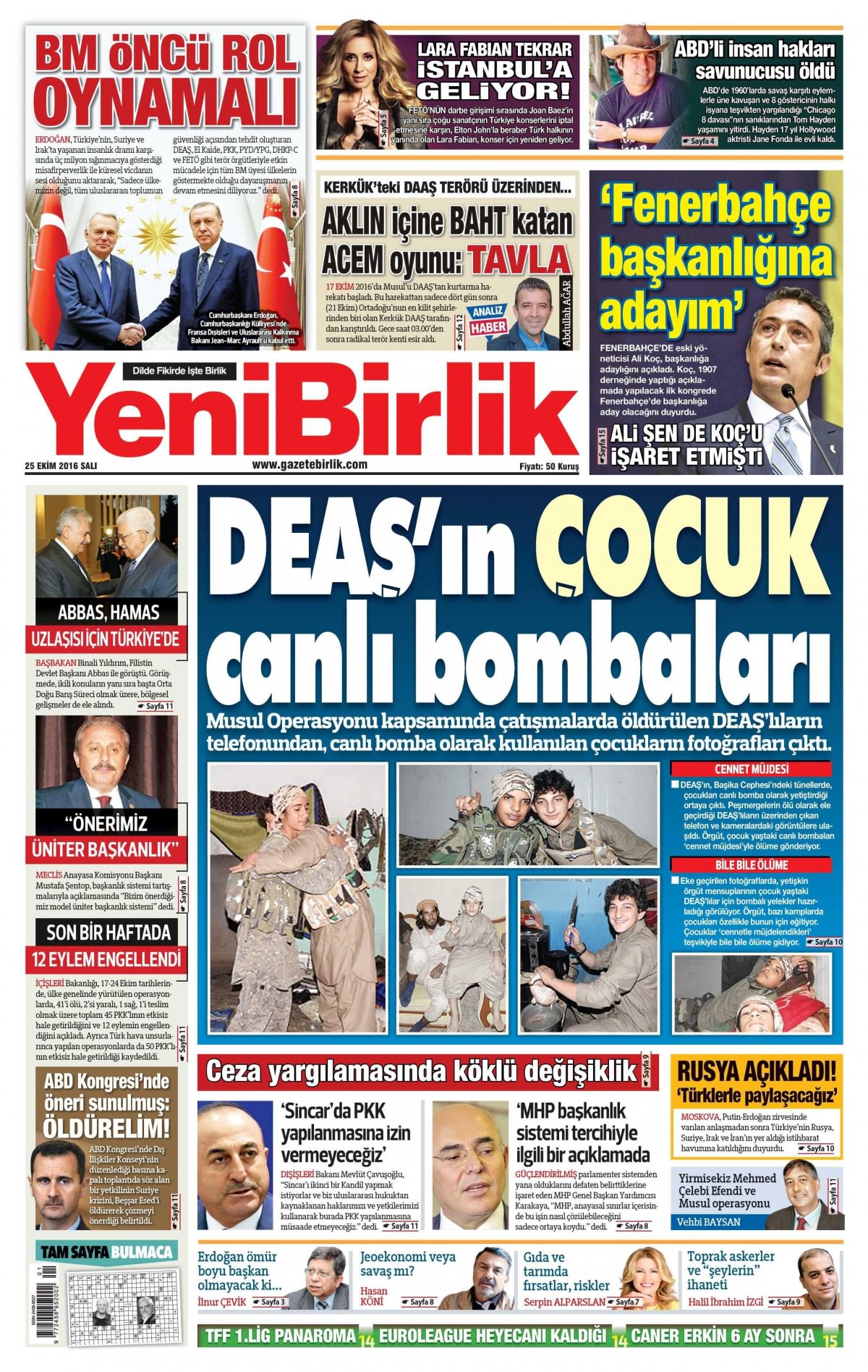 25 Ekim 2016 gazete manşetleri - 886