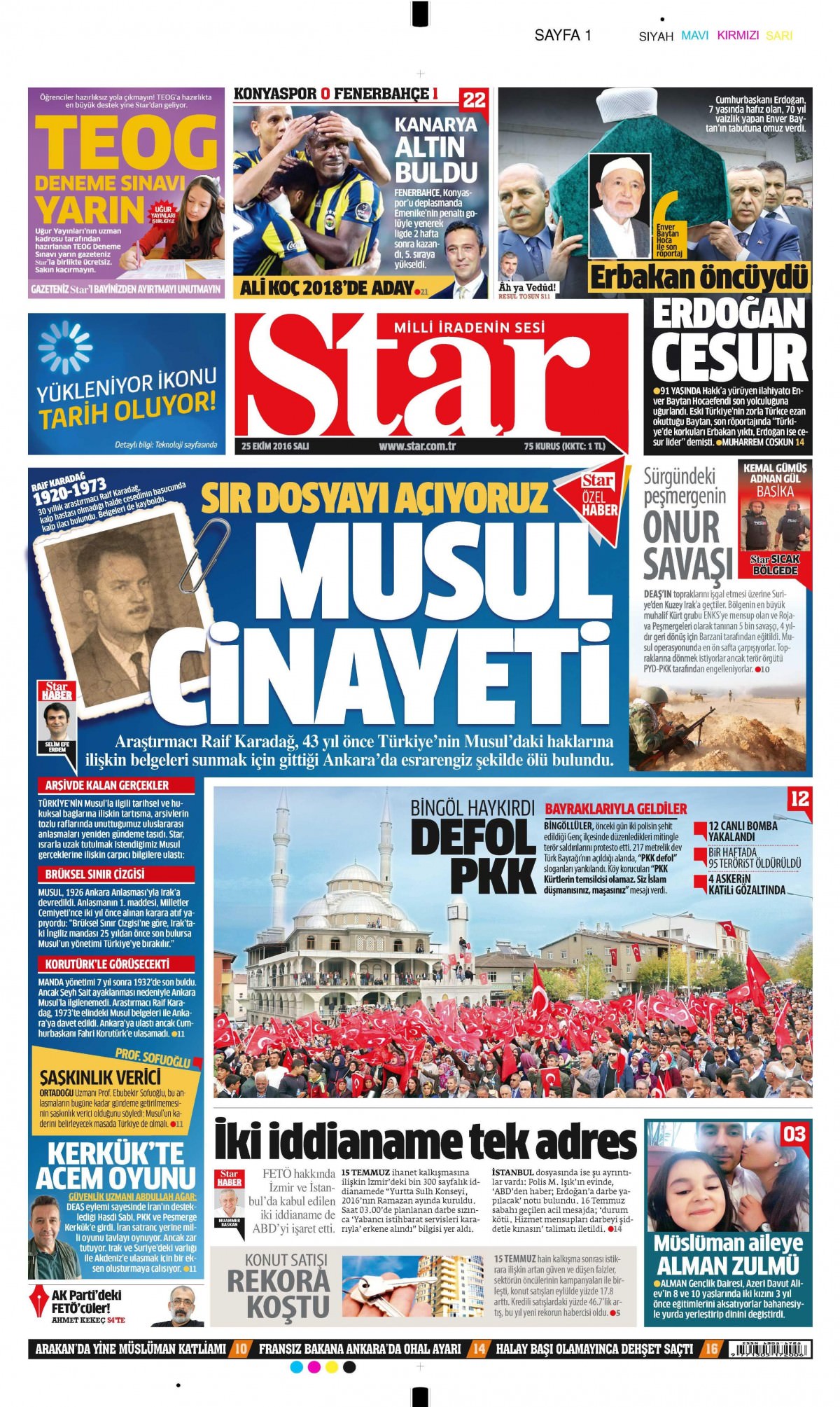 25 Ekim 2016 gazete manşetleri - 860