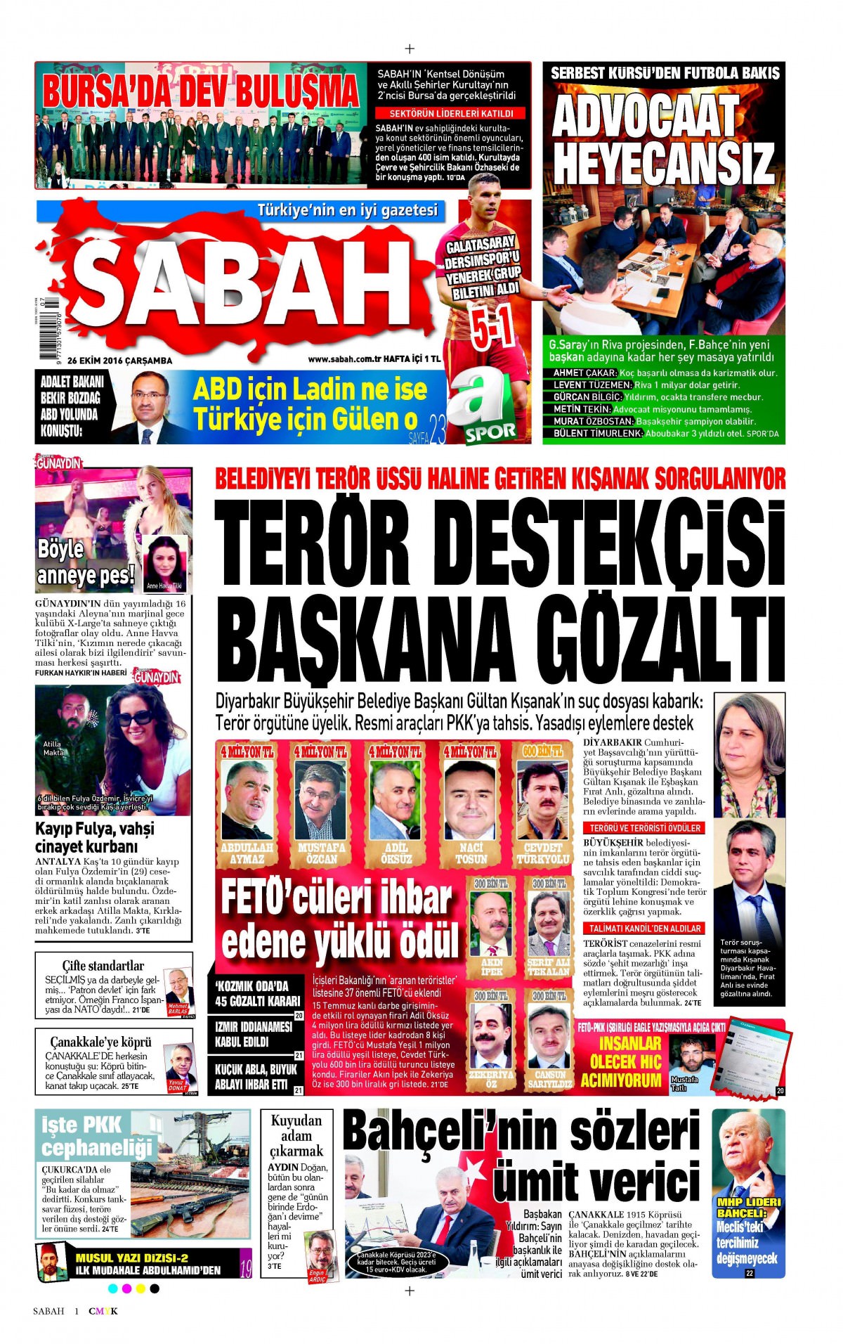 26 Ekim 2016 gazete manşetleri - 815