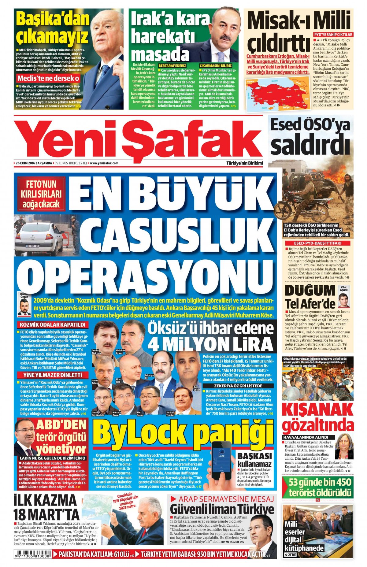 26 Ekim 2016 gazete manşetleri - 867