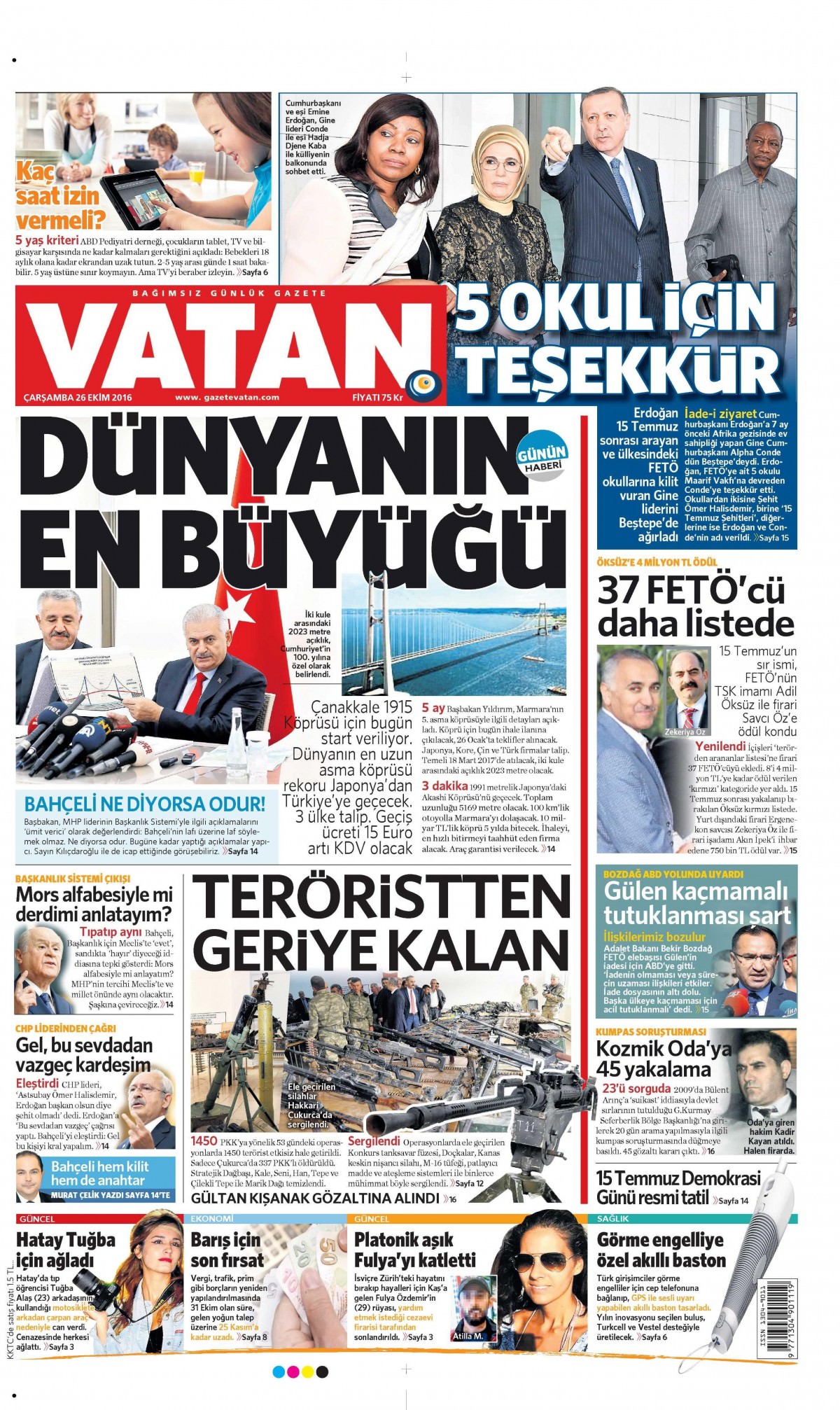 26 Ekim 2016 gazete manşetleri - 562