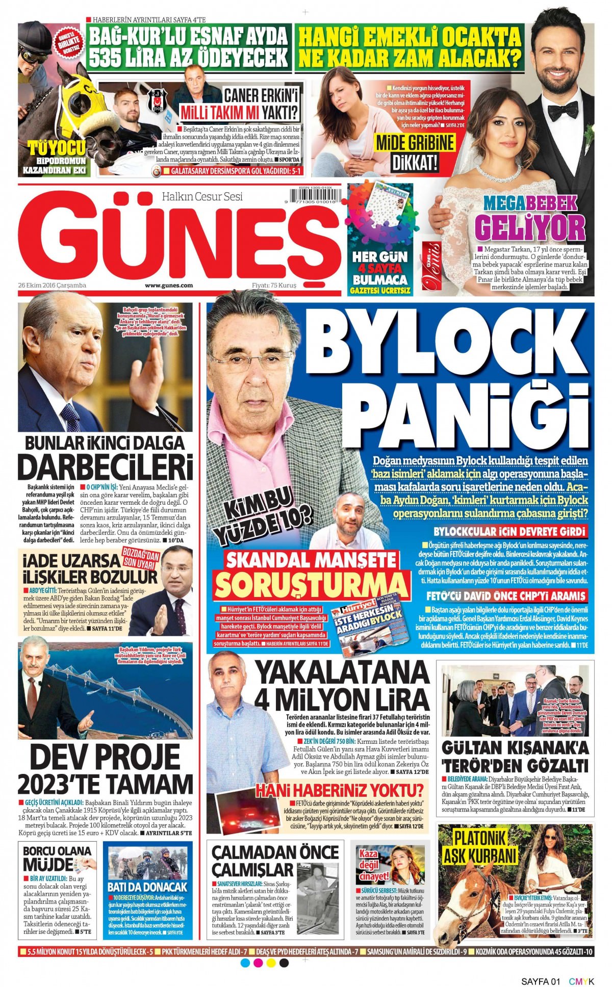 26 Ekim 2016 gazete manşetleri - 706