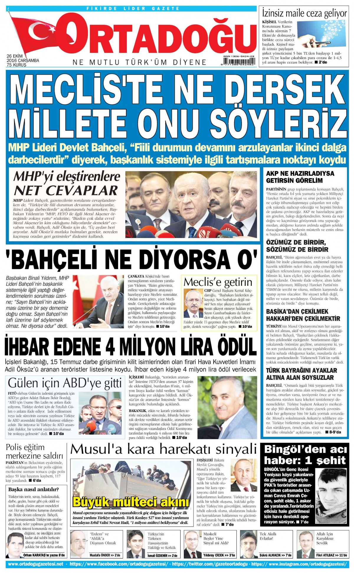 26 Ekim 2016 gazete manşetleri - 644