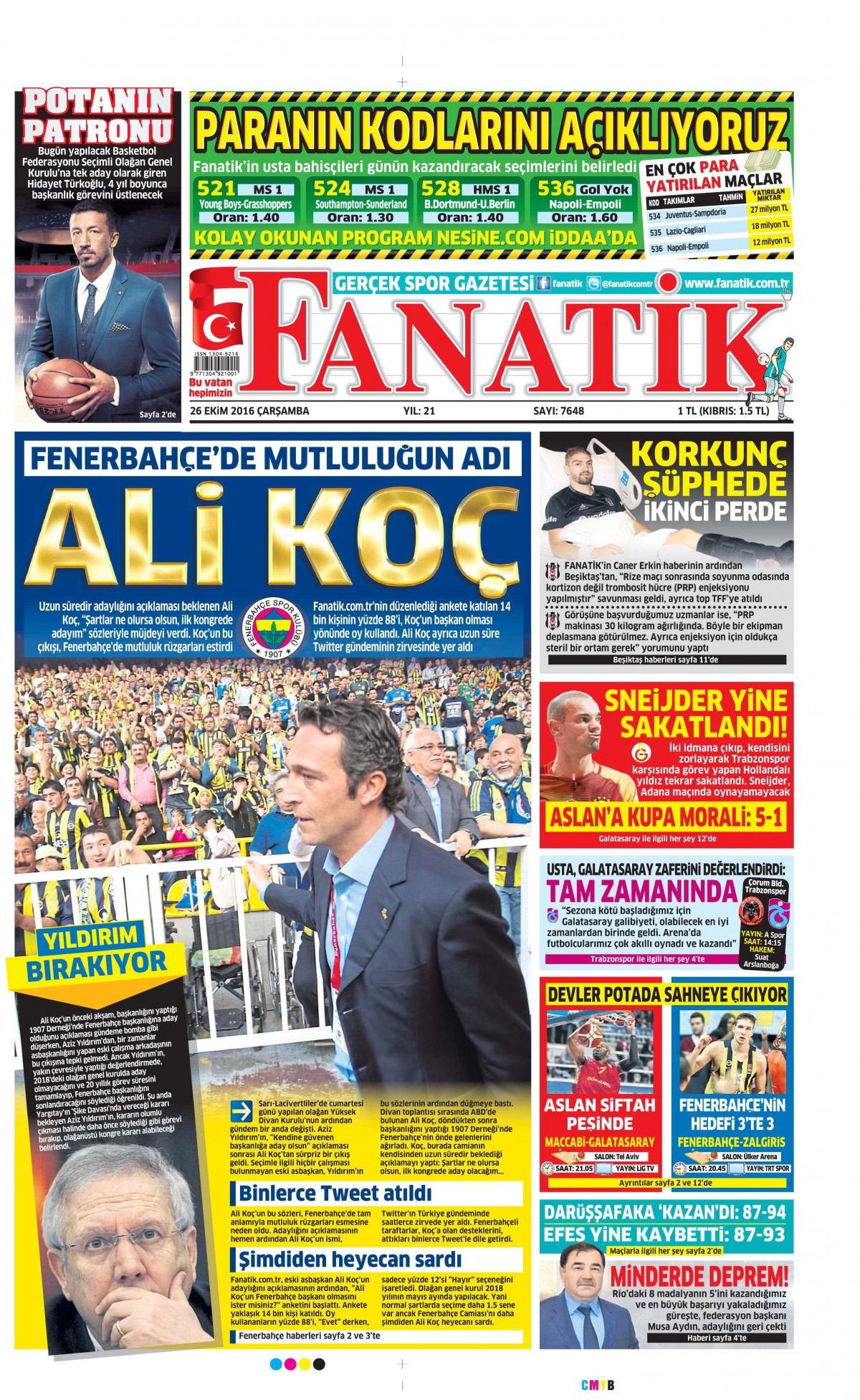 26 Ekim 2016 gazete manşetleri - 744