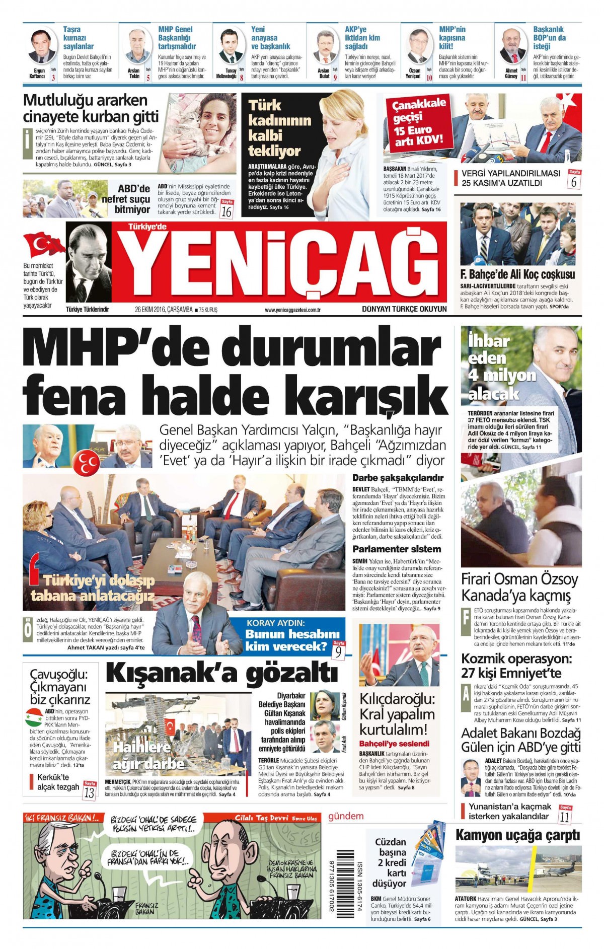 26 Ekim 2016 gazete manşetleri - 848