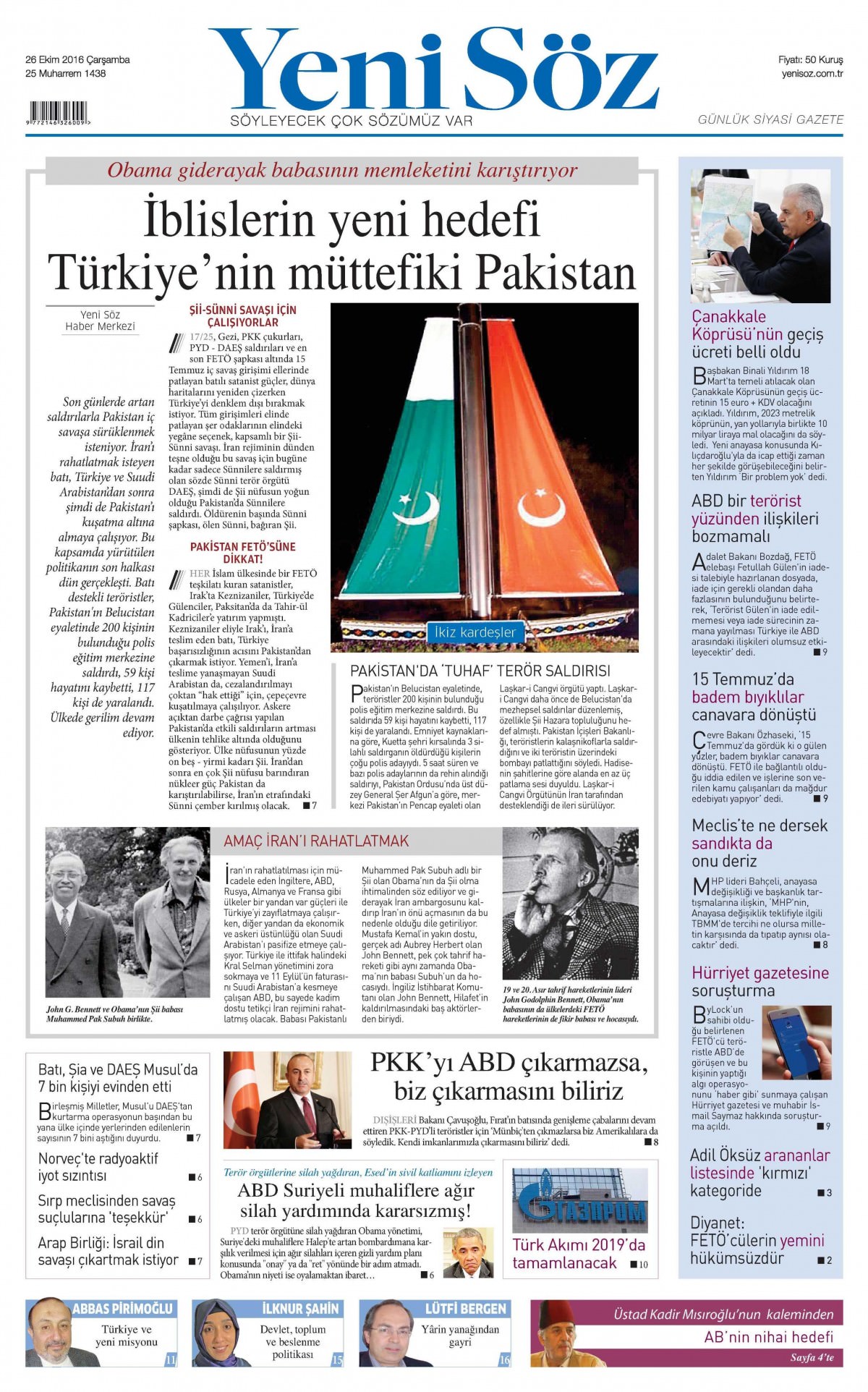 26 Ekim 2016 gazete manşetleri - 829