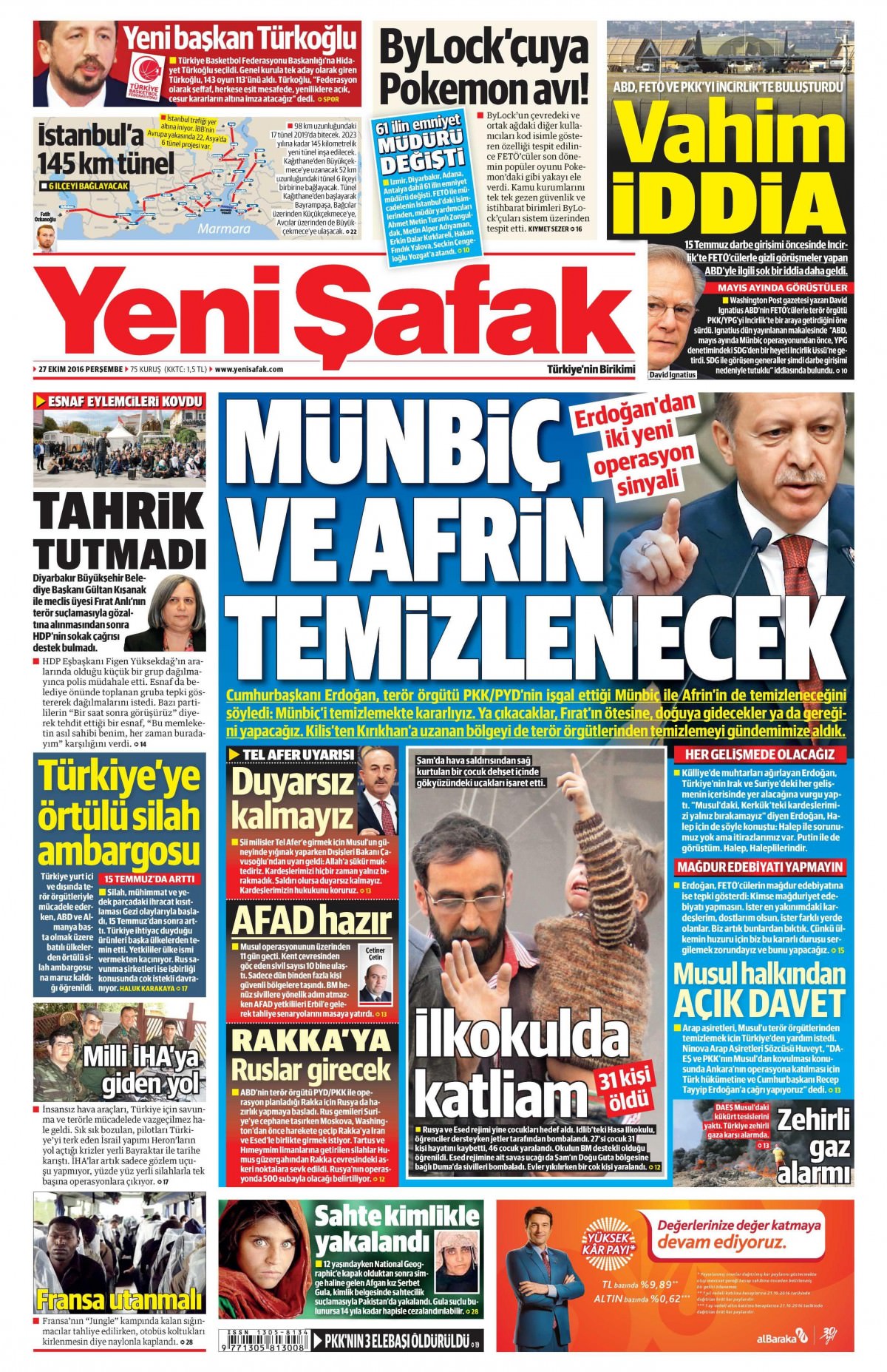 27 Ekim 2016 gazete manşetleri - 733