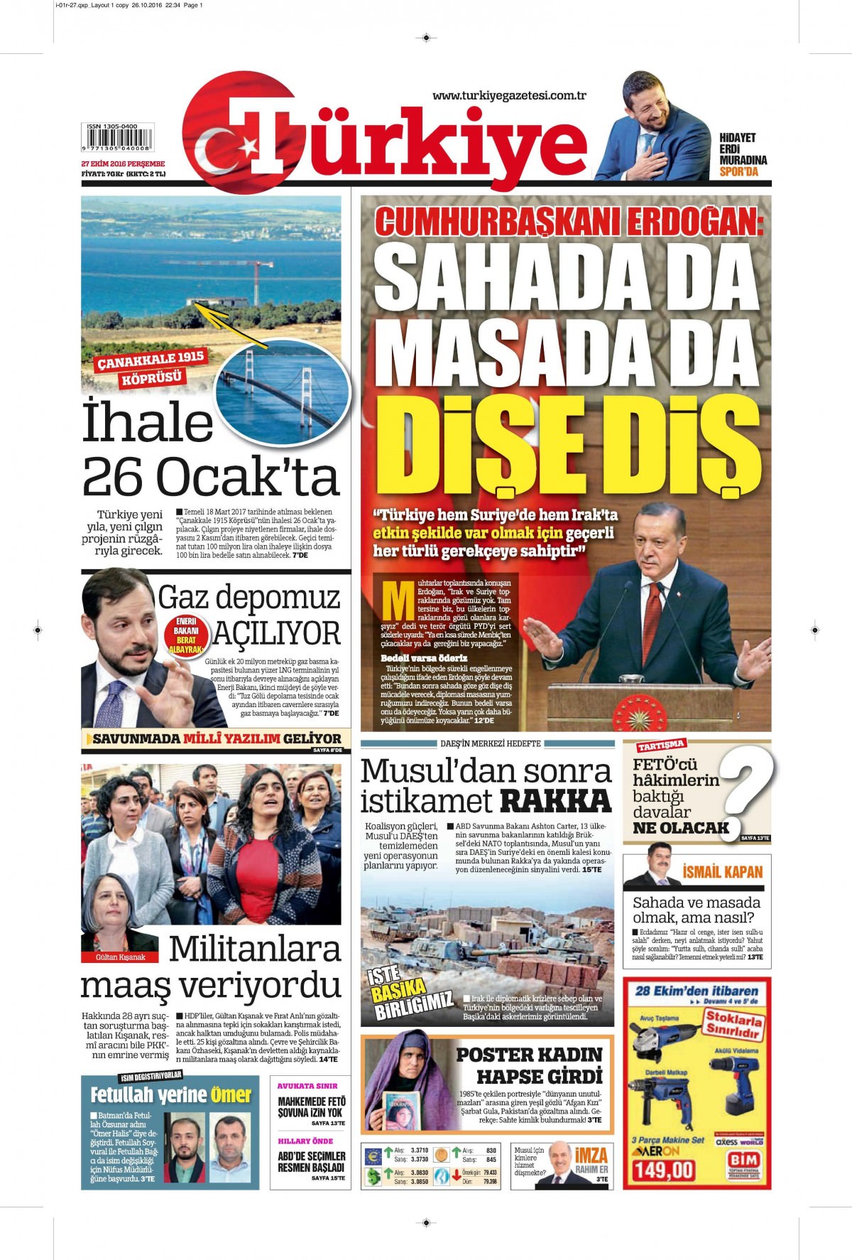 27 Ekim 2016 gazete manşetleri - 601