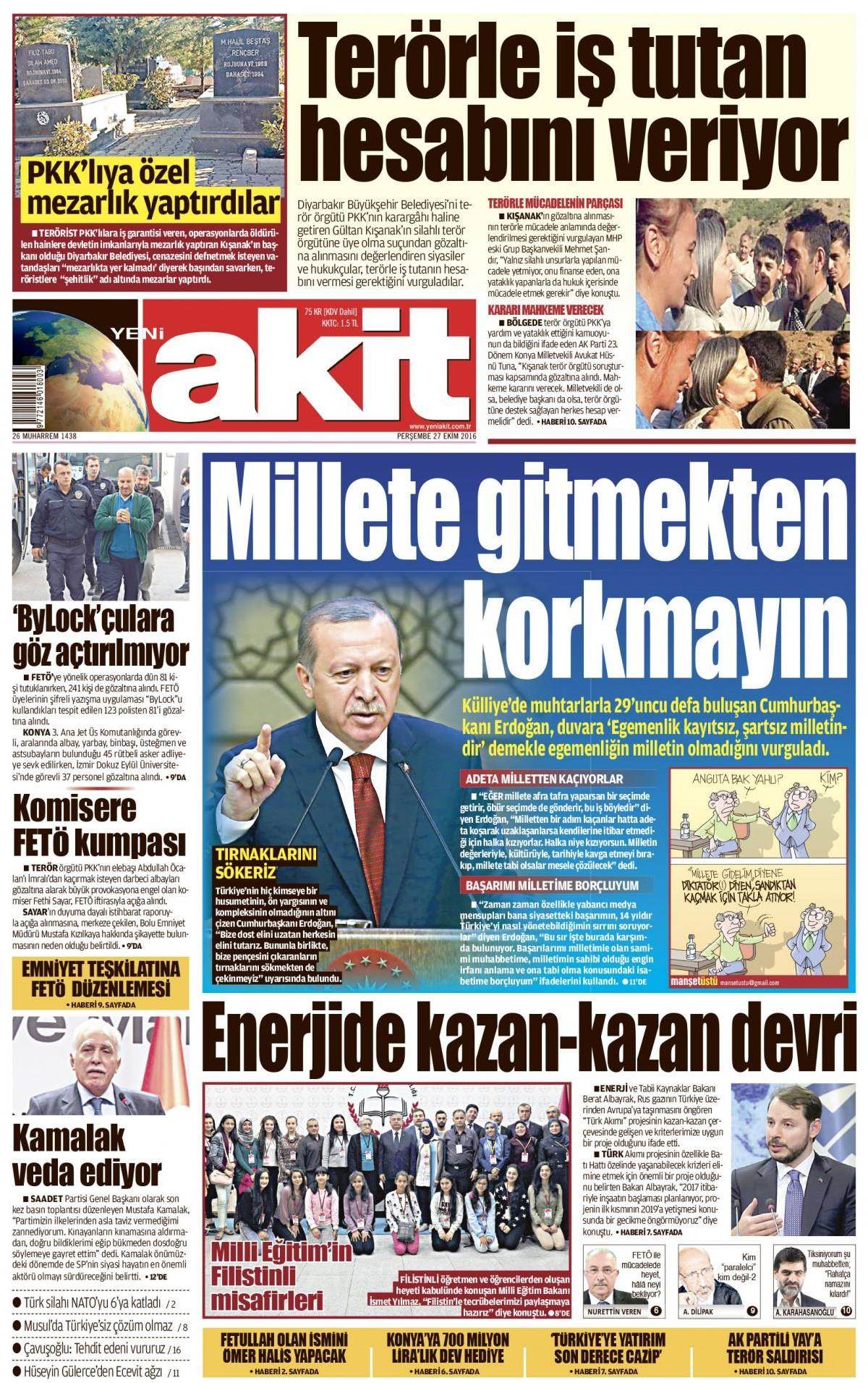 27 Ekim 2016 gazete manşetleri - 716