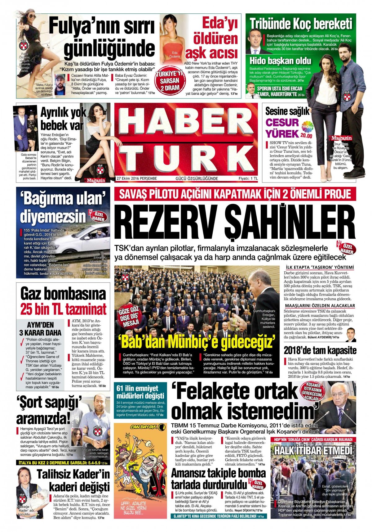 27 Ekim 2016 gazete manşetleri - 626