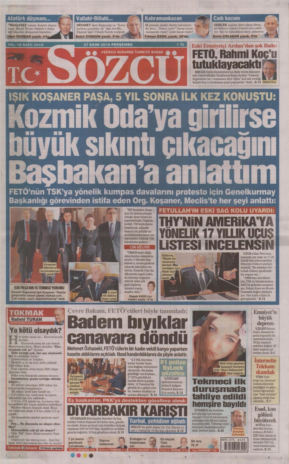 27 Ekim 2016 gazete manşetleri - 521