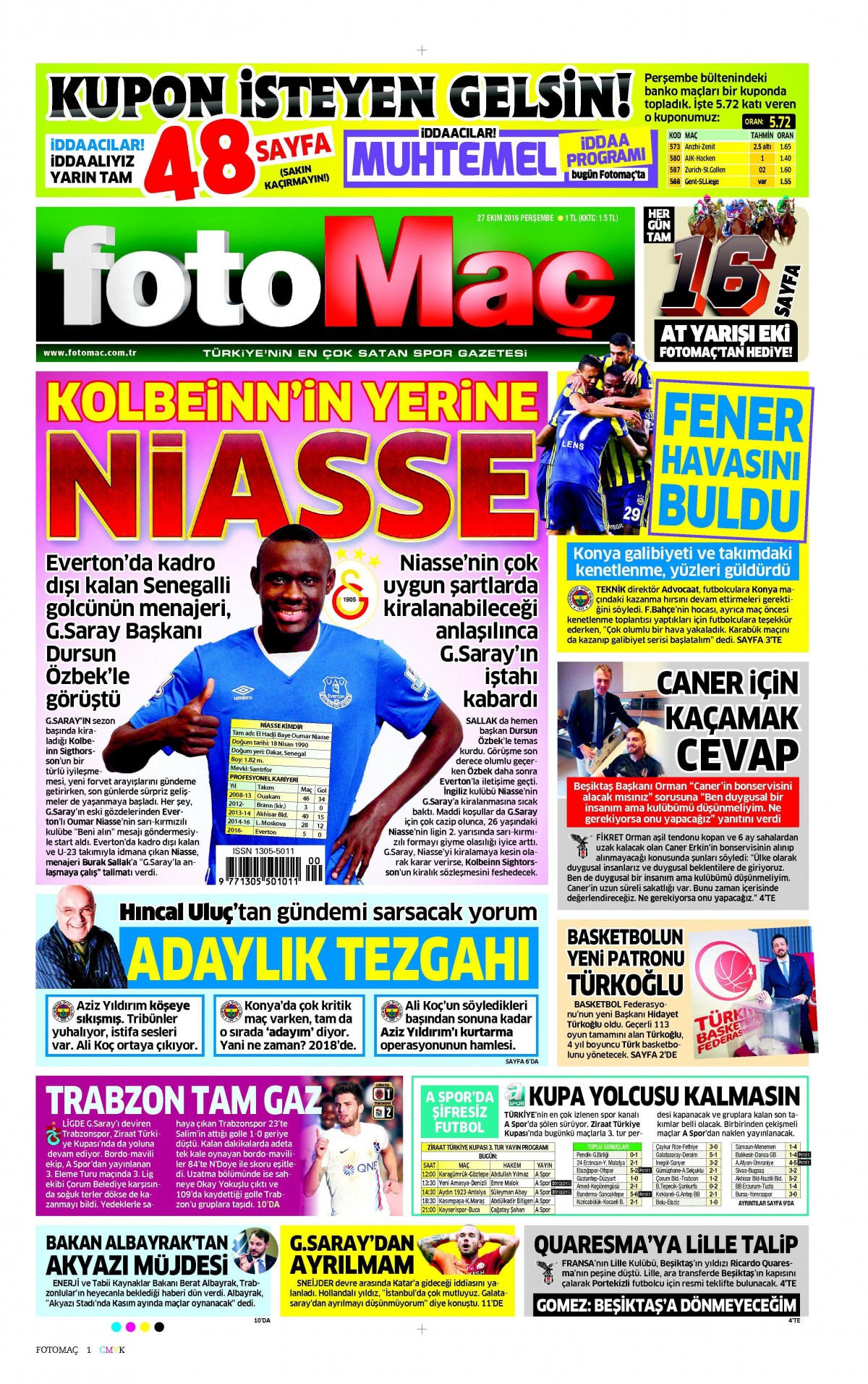 27 Ekim 2016 gazete manşetleri - 781