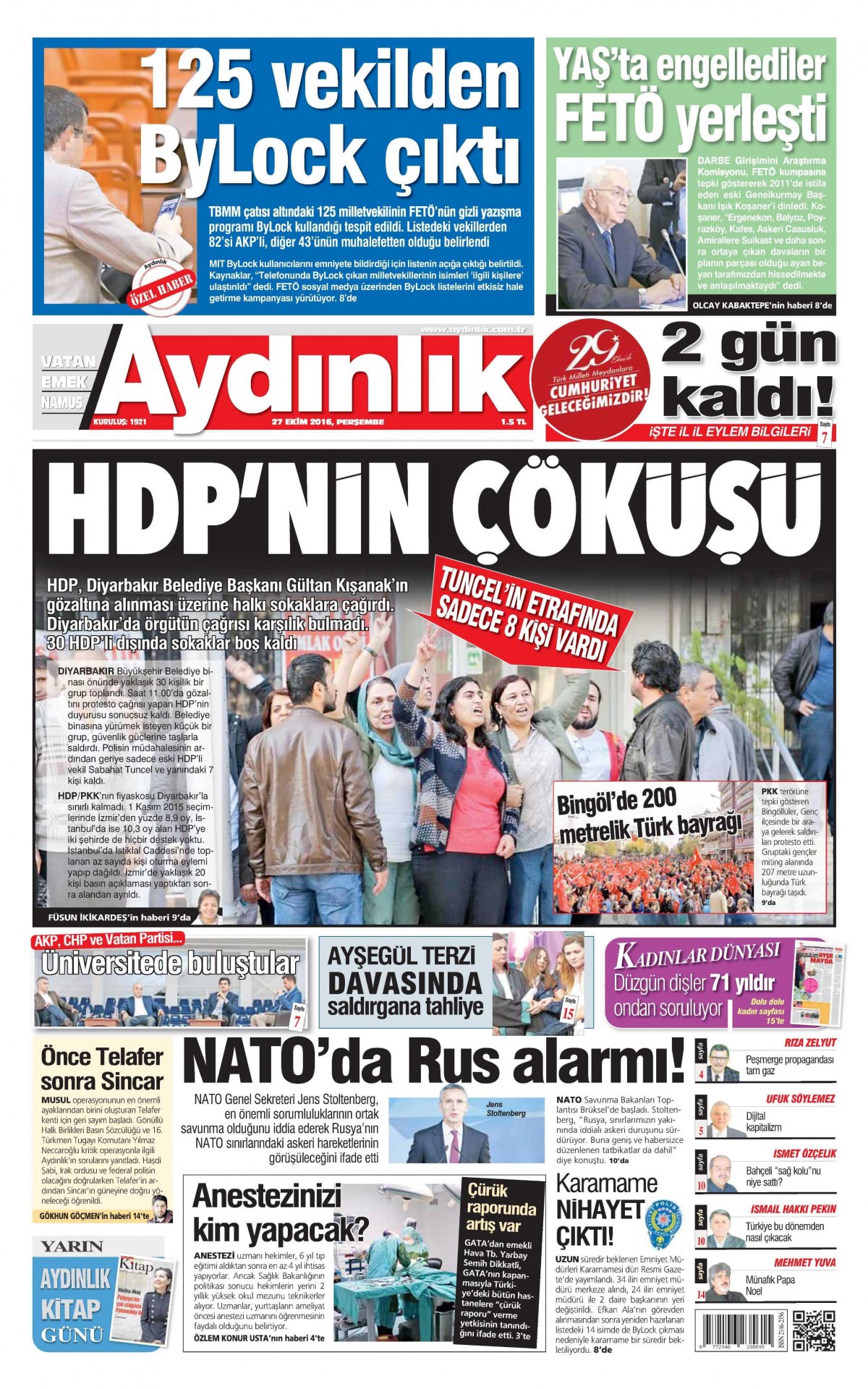 27 Ekim 2016 gazete manşetleri - 768