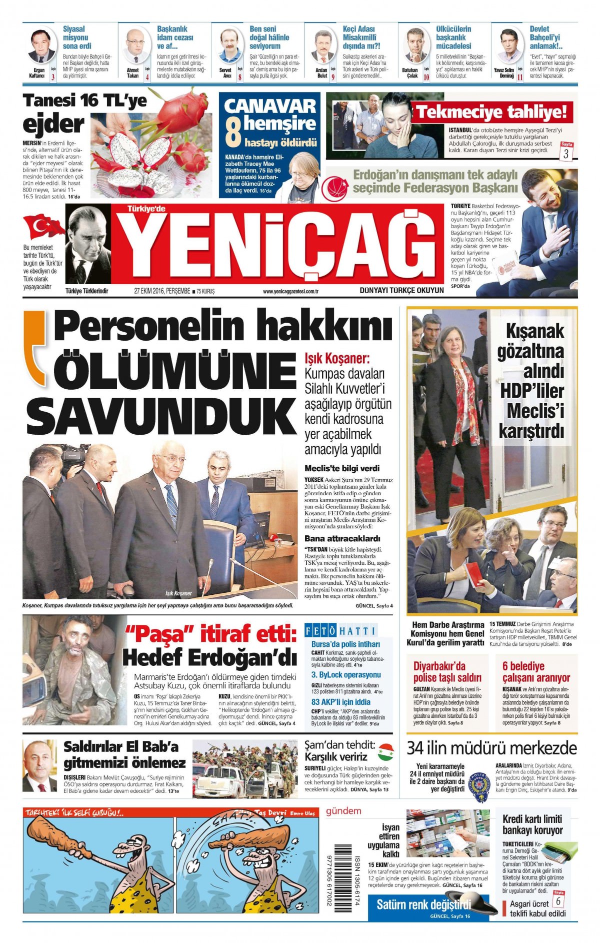 27 Ekim 2016 gazete manşetleri - 710