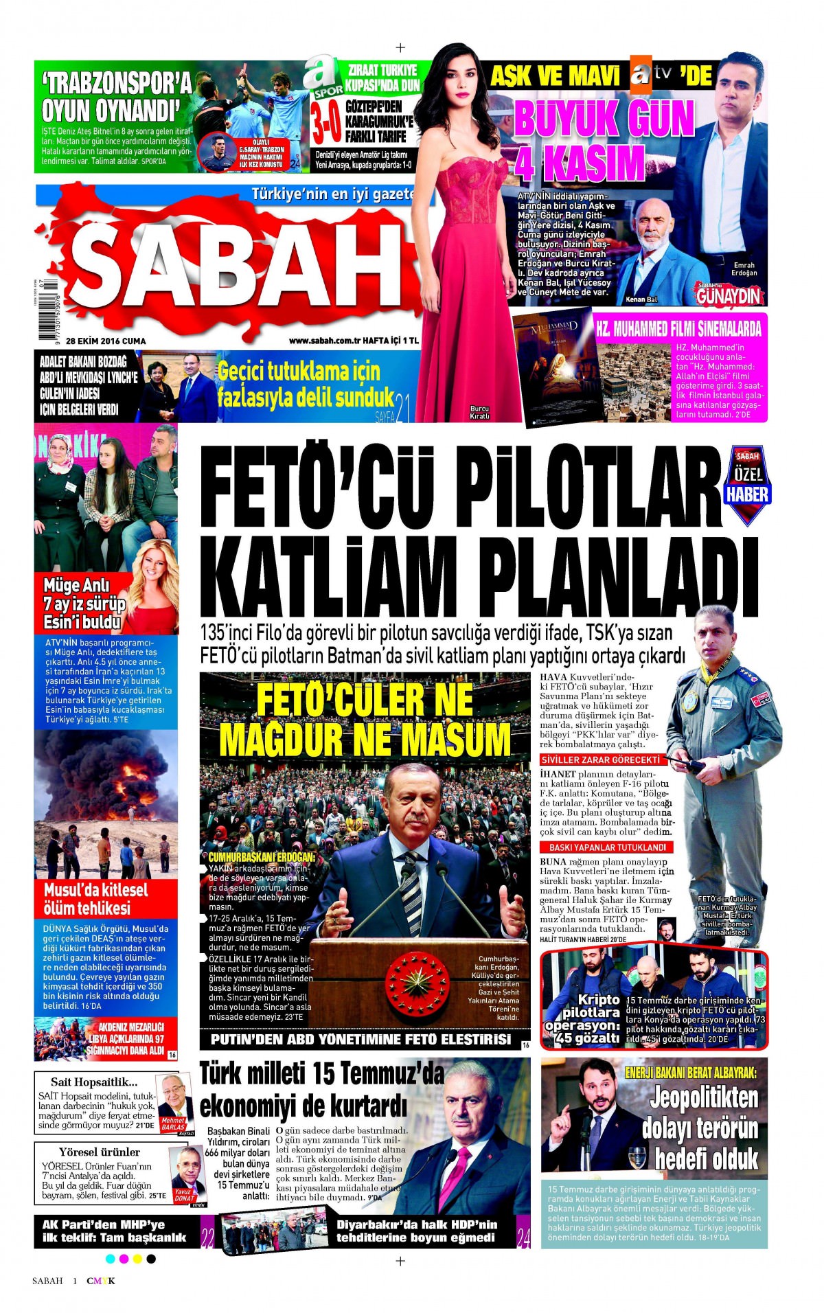 28 Ekim 2016 gazete manşetleri - 660