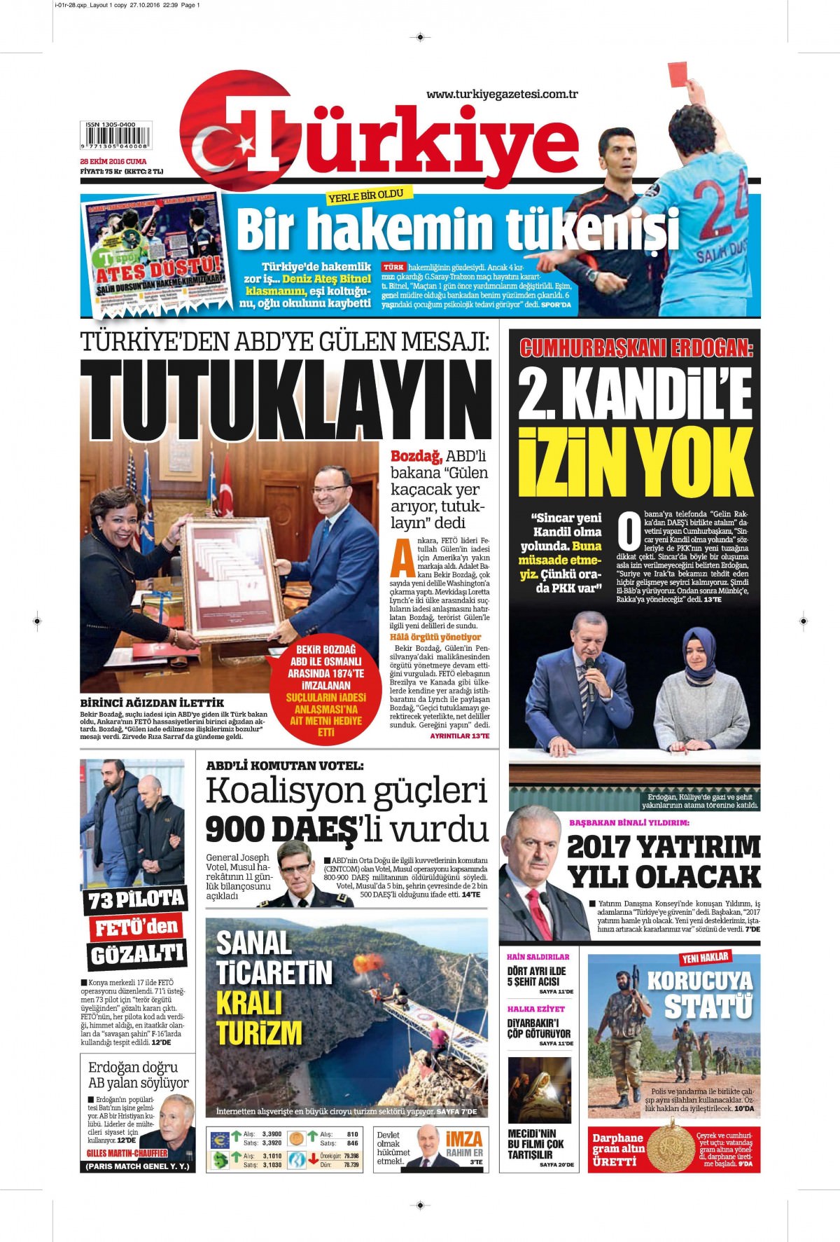 28 Ekim 2016 gazete manşetleri - 664