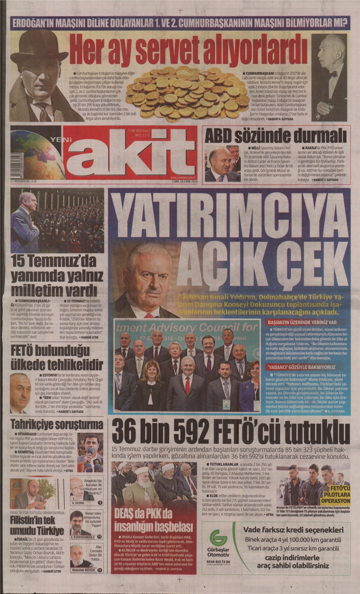 28 Ekim 2016 gazete manşetleri - 606