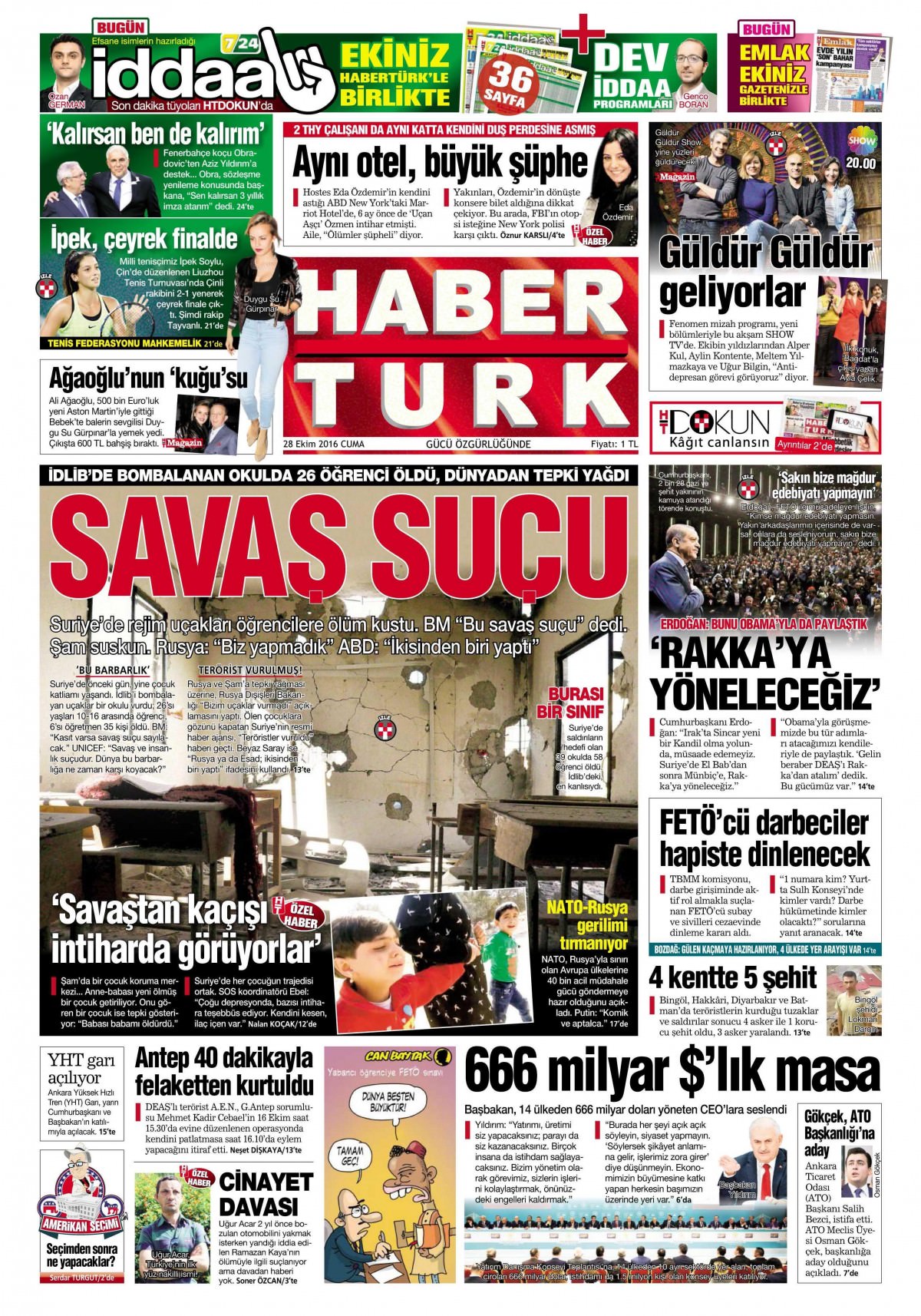 28 Ekim 2016 gazete manşetleri - 824