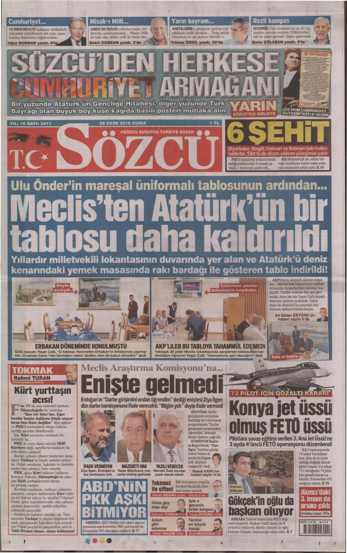 28 Ekim 2016 gazete manşetleri - 548