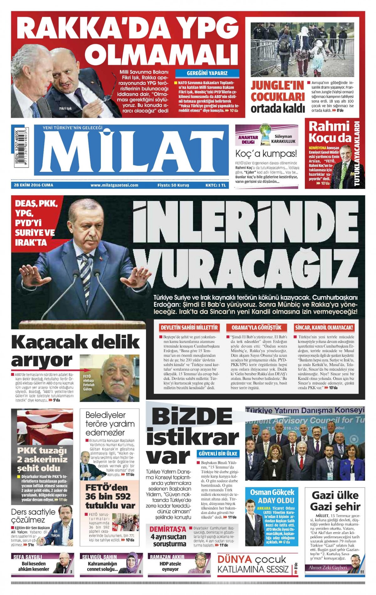 28 Ekim 2016 gazete manşetleri - 740