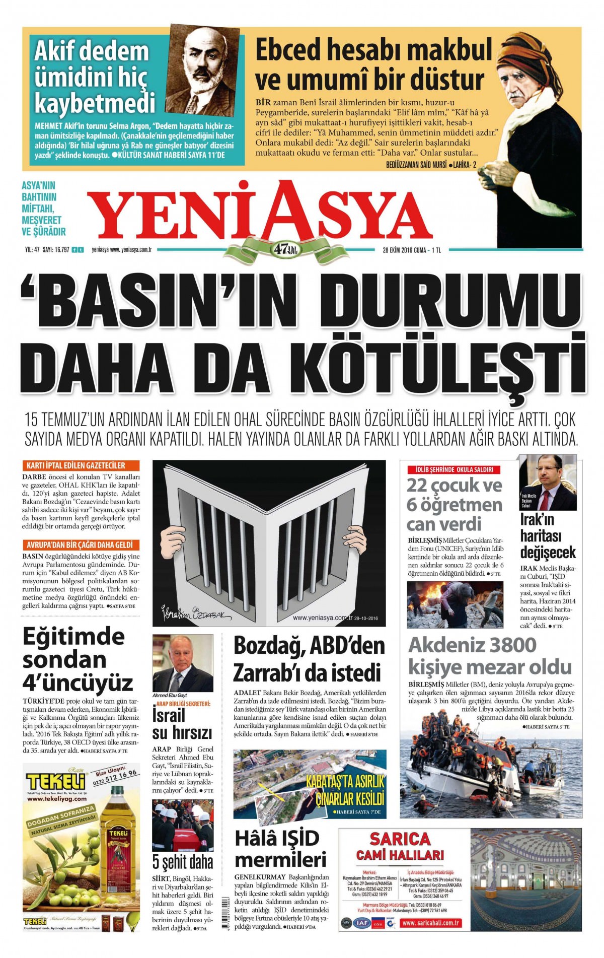 28 Ekim 2016 gazete manşetleri - 928