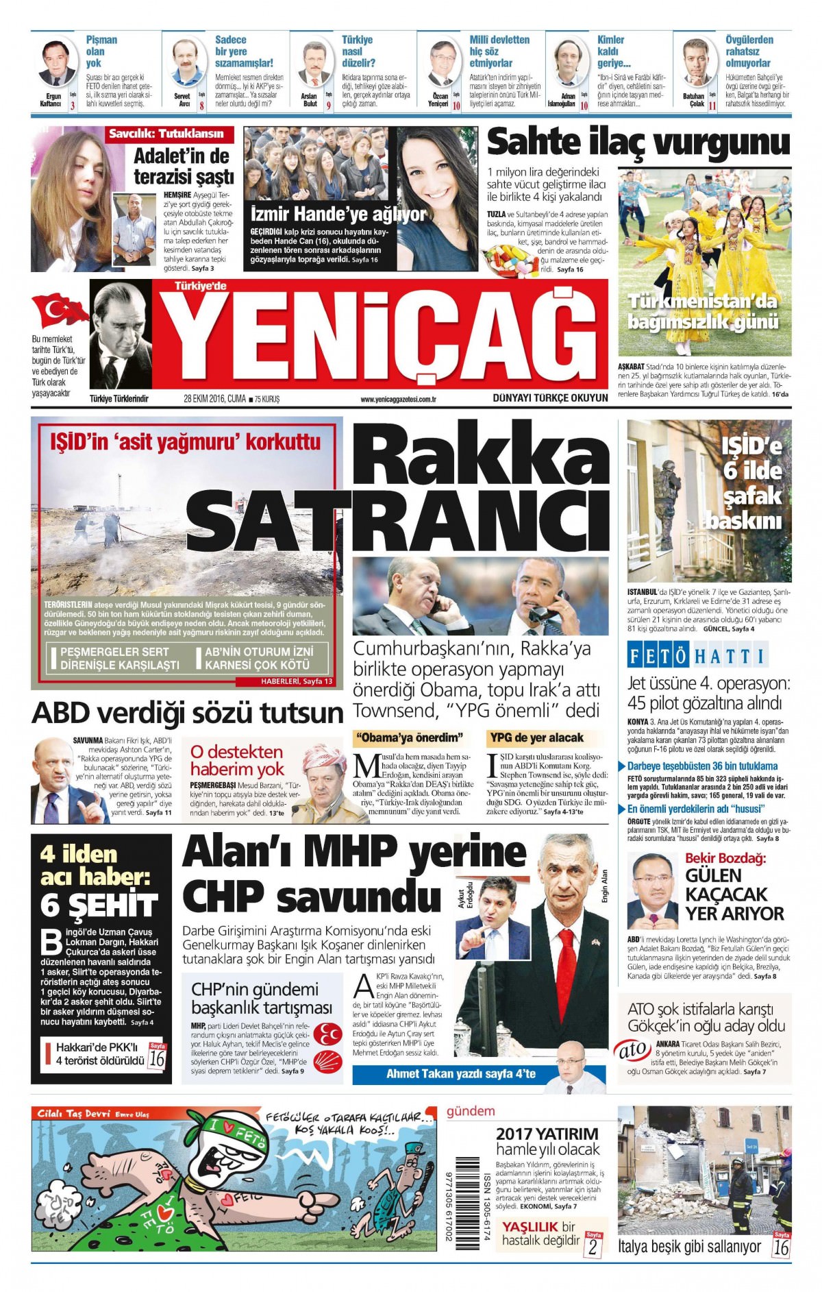28 Ekim 2016 gazete manşetleri - 731