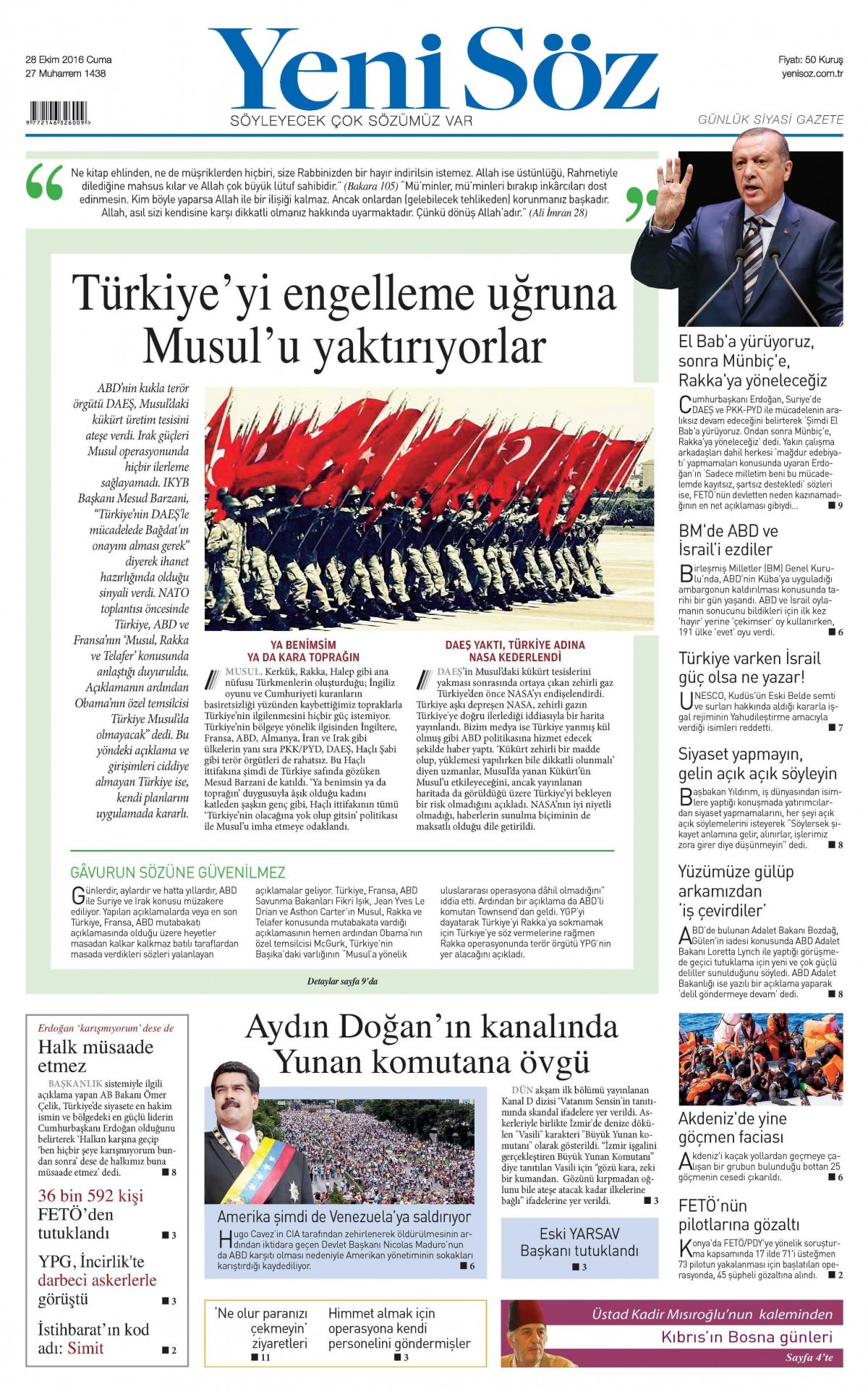 28 Ekim 2016 gazete manşetleri - 547