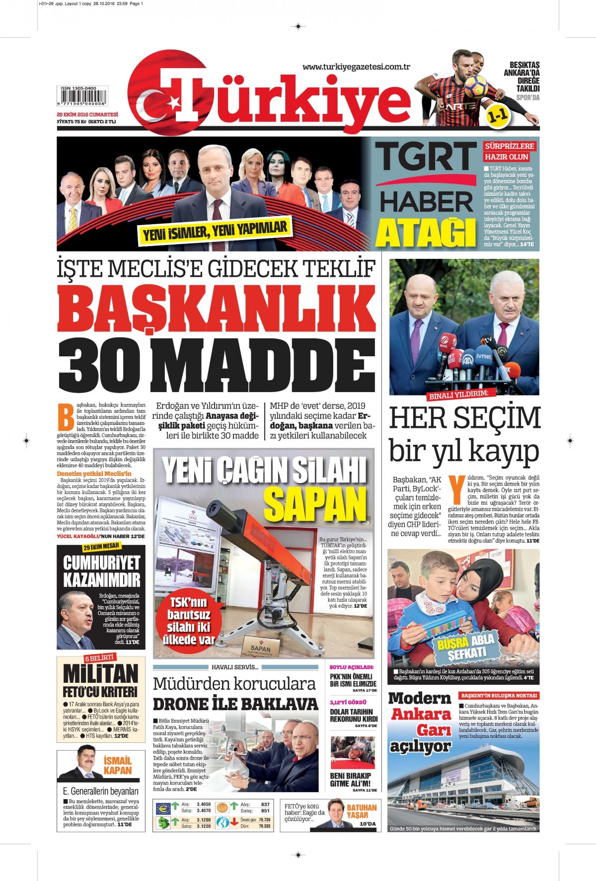 29 Ekim 2016 gazete manşetleri - 913