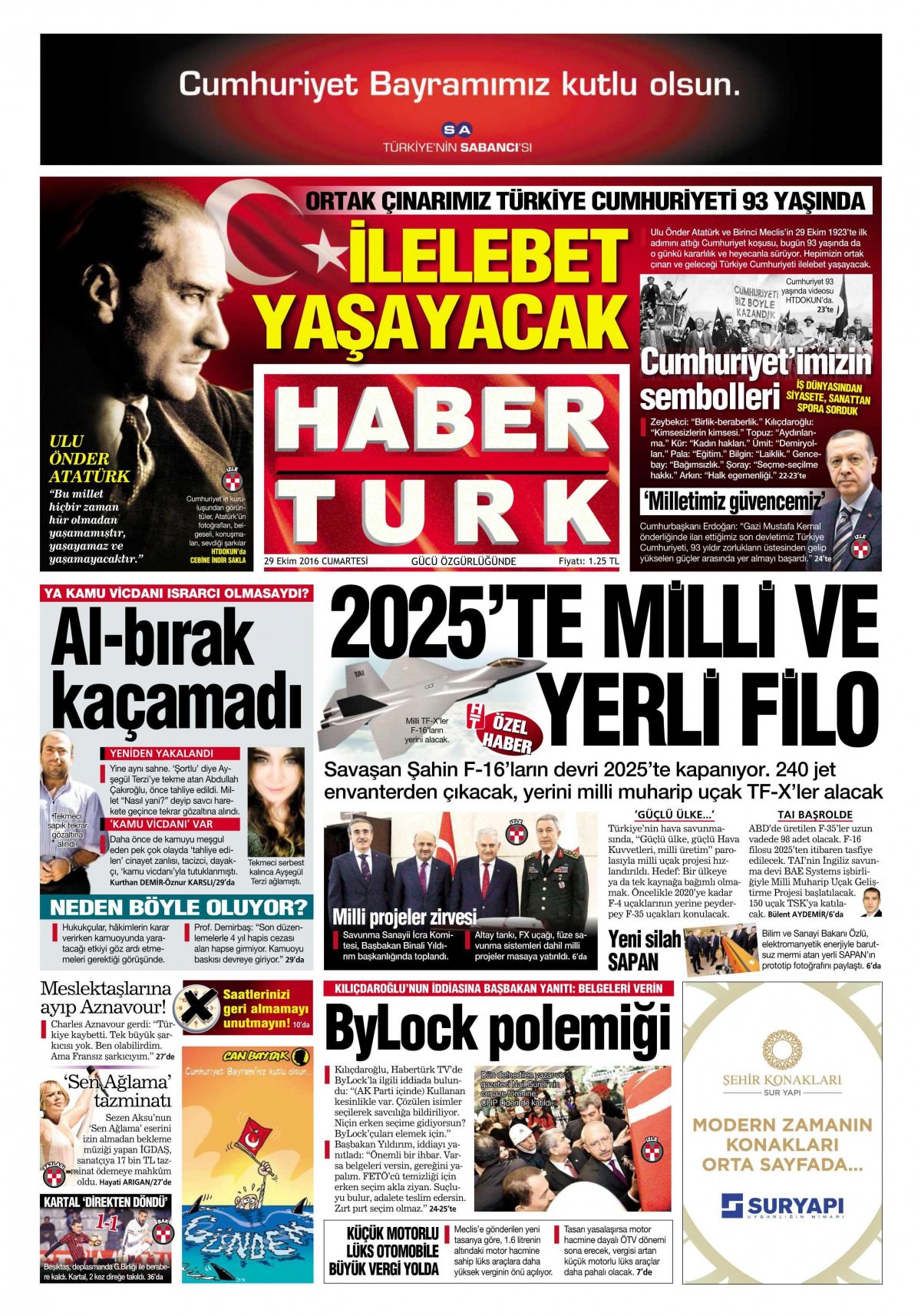 29 Ekim 2016 gazete manşetleri - 640