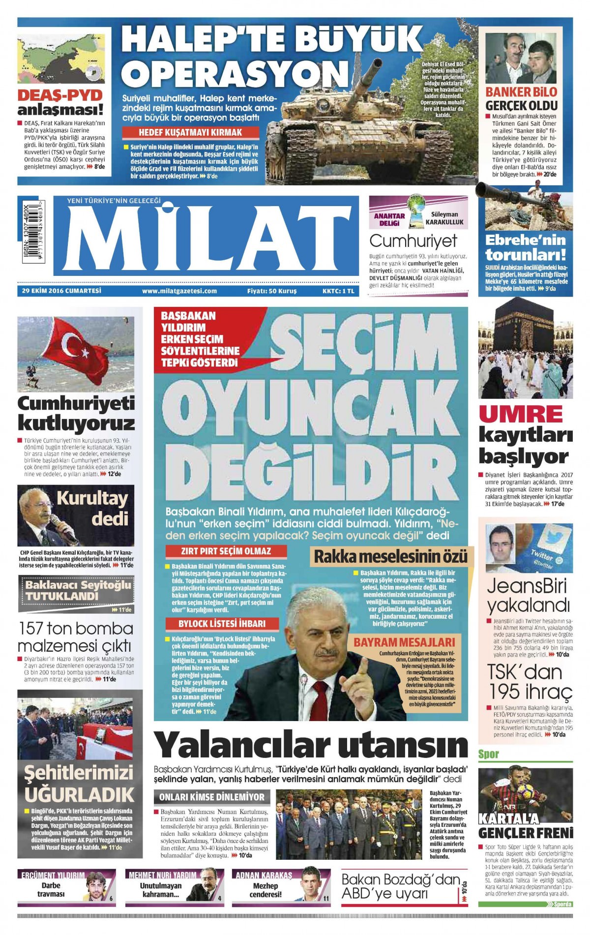 29 Ekim 2016 gazete manşetleri - 781