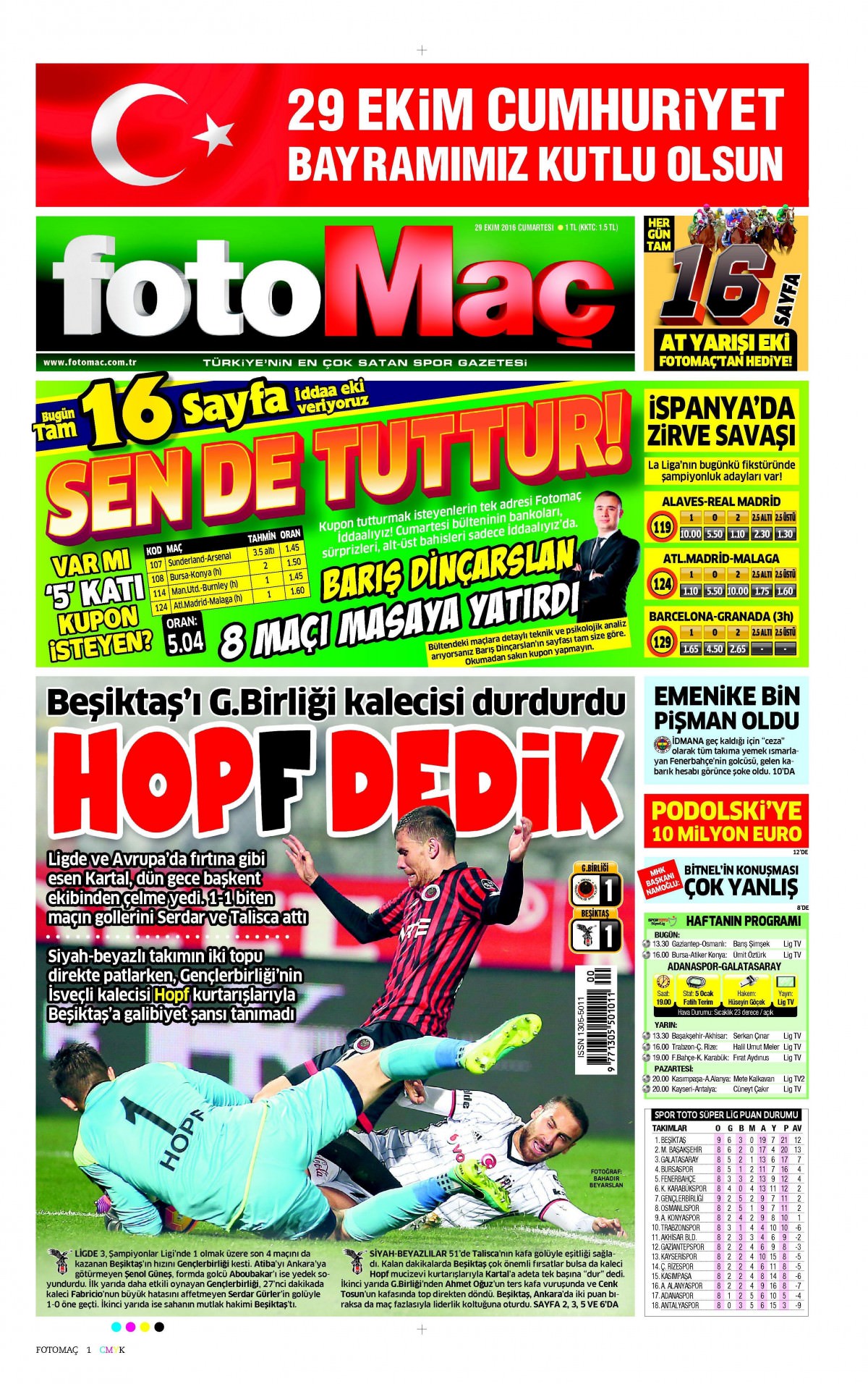 29 Ekim 2016 gazete manşetleri - 588