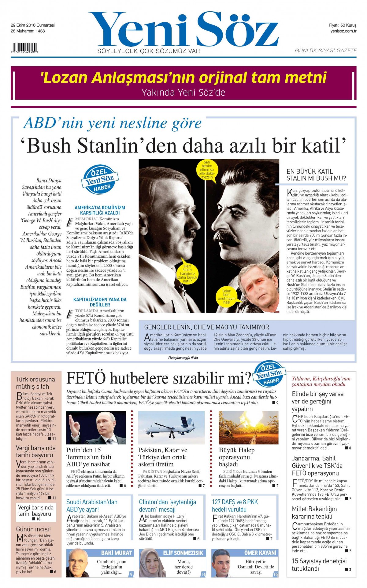 29 Ekim 2016 gazete manşetleri - 589