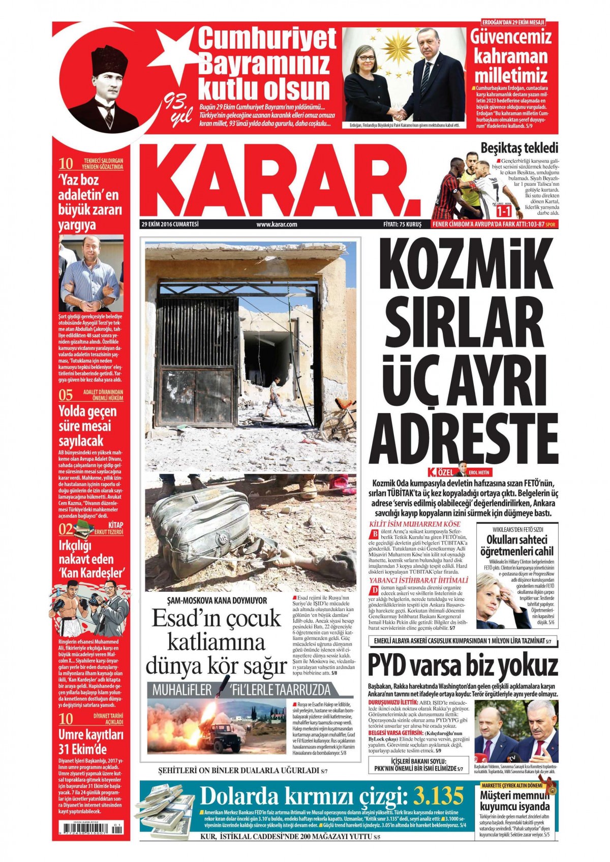 29 Ekim 2016 gazete manşetleri - 743