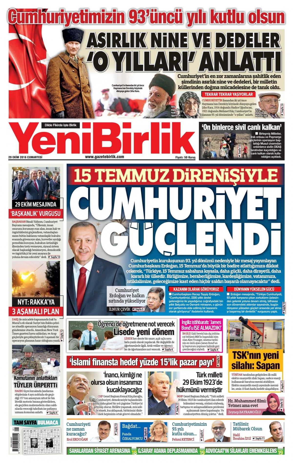 29 Ekim 2016 gazete manşetleri - 912