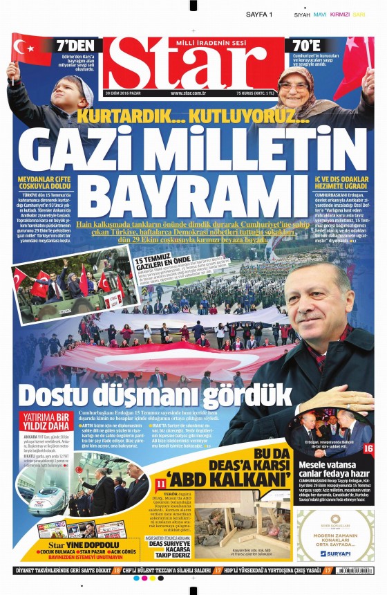 30 Ekim 2016 gazete manşetleri - 6