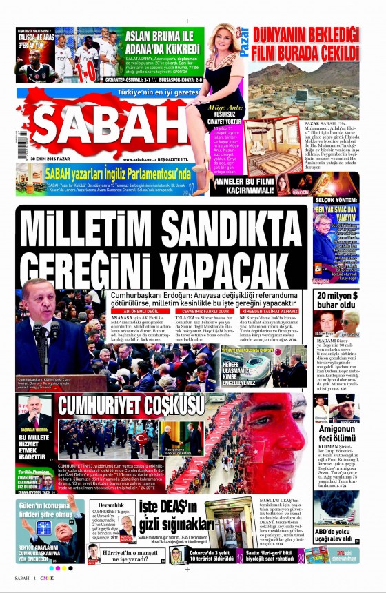 30 Ekim 2016 gazete manşetleri - 16